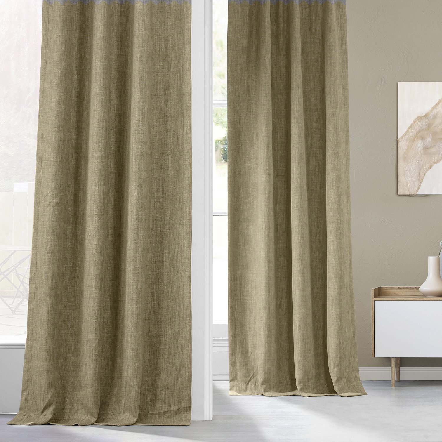 Nomad Tan Faux Linen Room Darkening Curtain