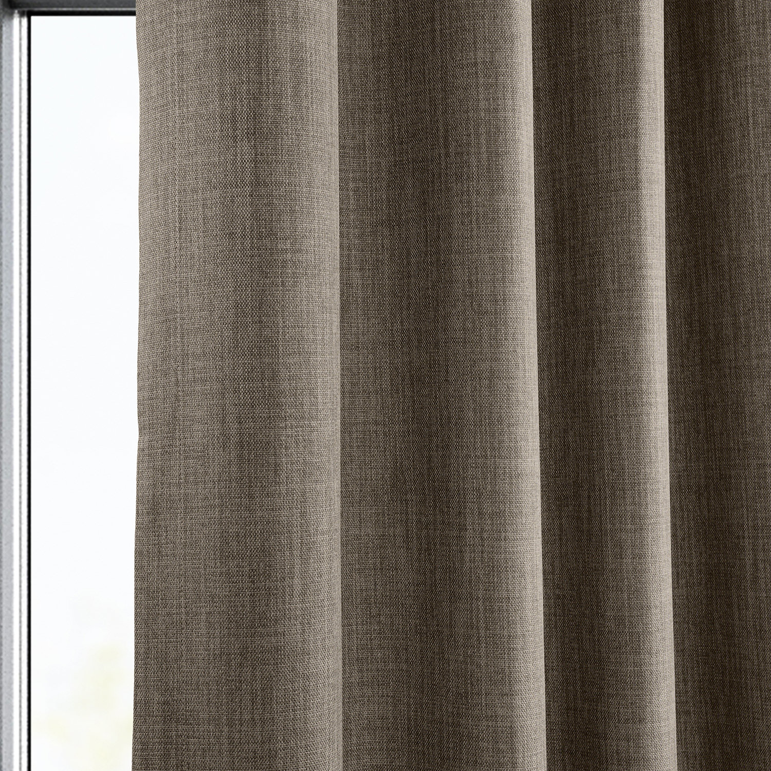 Dutch Cocoa Faux Linen Grommet Room Darkening Curtain