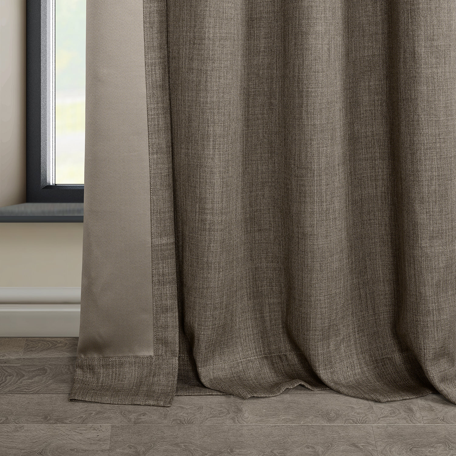 Dutch Cocoa Faux Linen Grommet Room Darkening Curtain