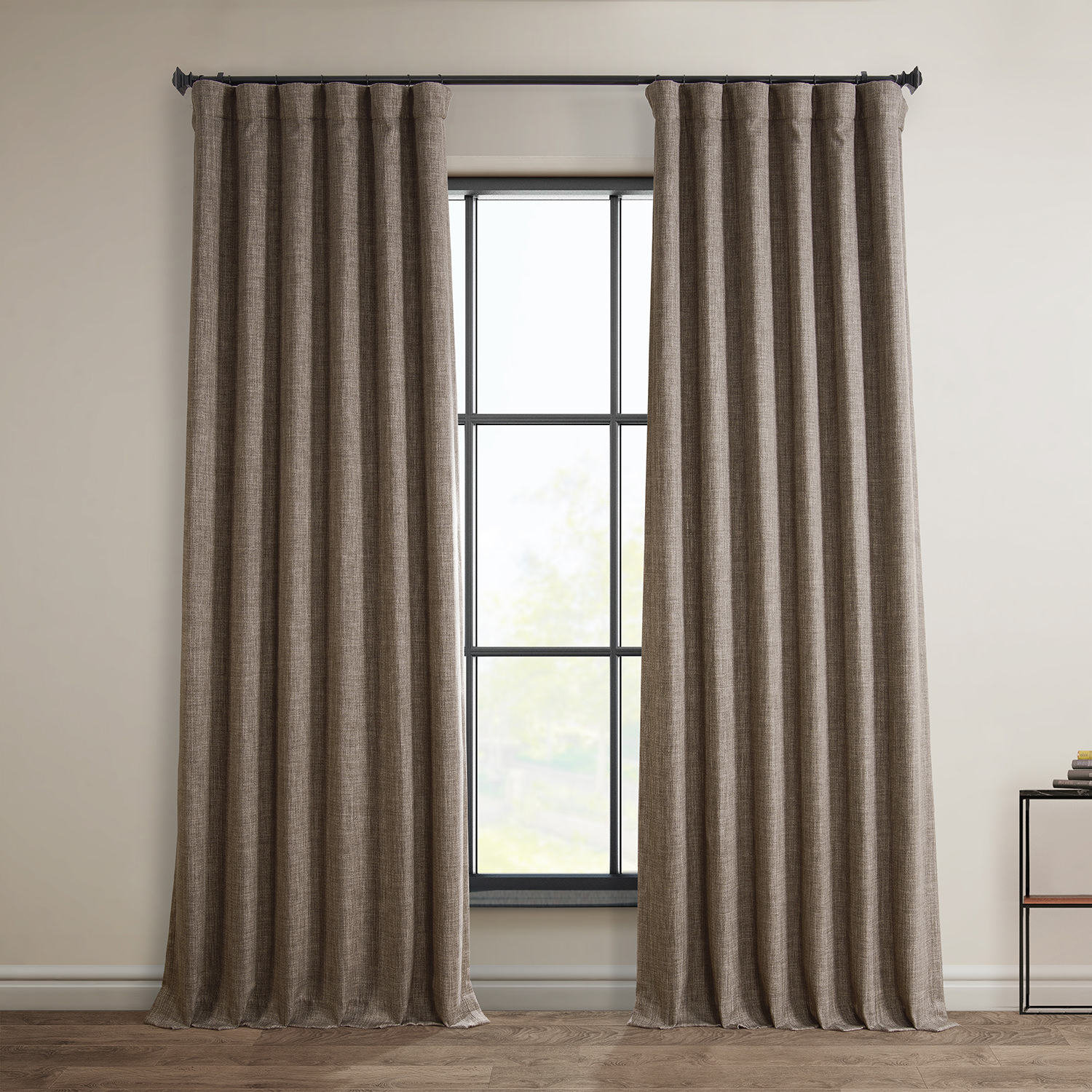 Dutch Cocoa Faux Linen Room Darkening Curtain