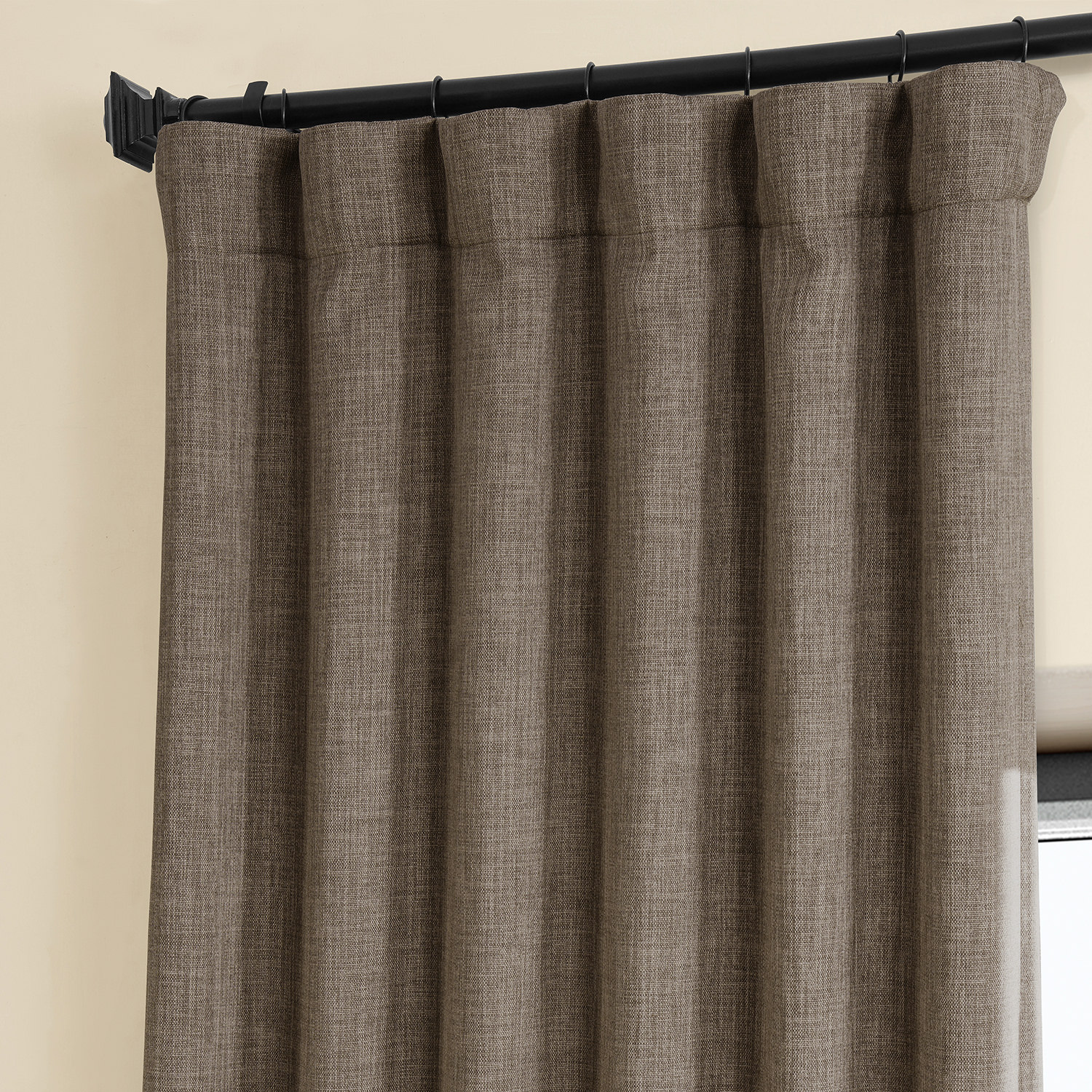 Dutch Cocoa Faux Linen Room Darkening Curtain