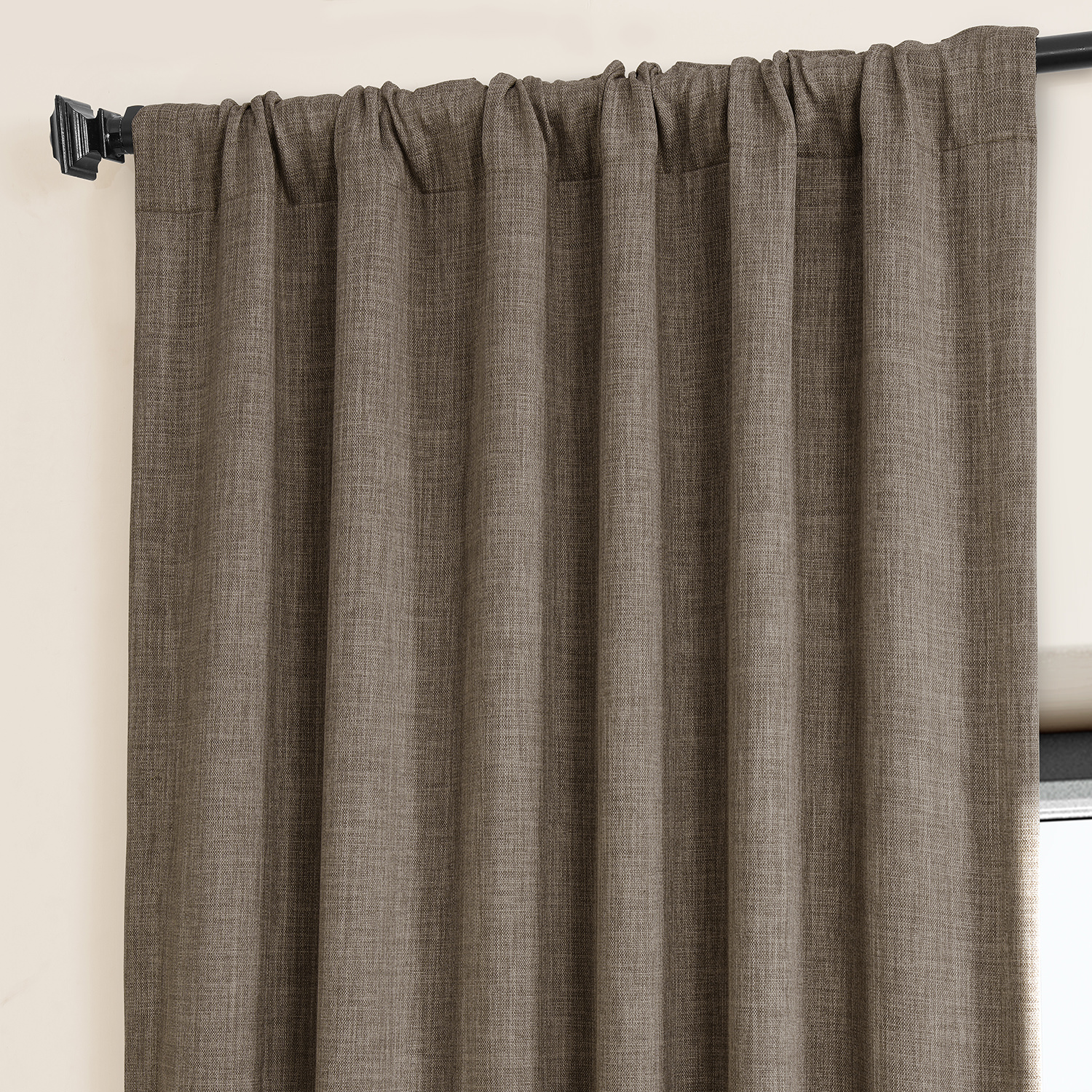 Dutch Cocoa Faux Linen Room Darkening Curtain