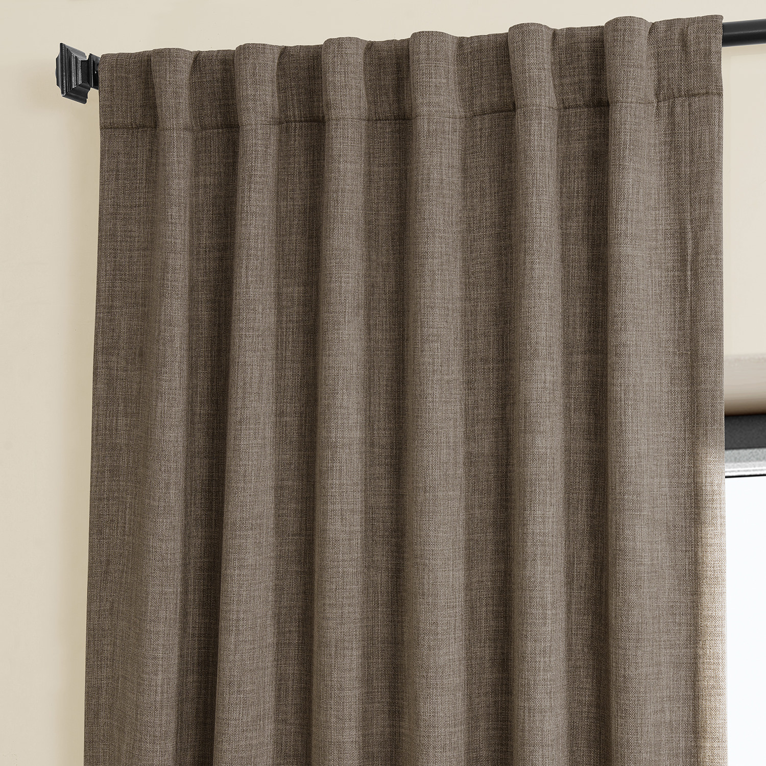 Dutch Cocoa Faux Linen Room Darkening Curtain