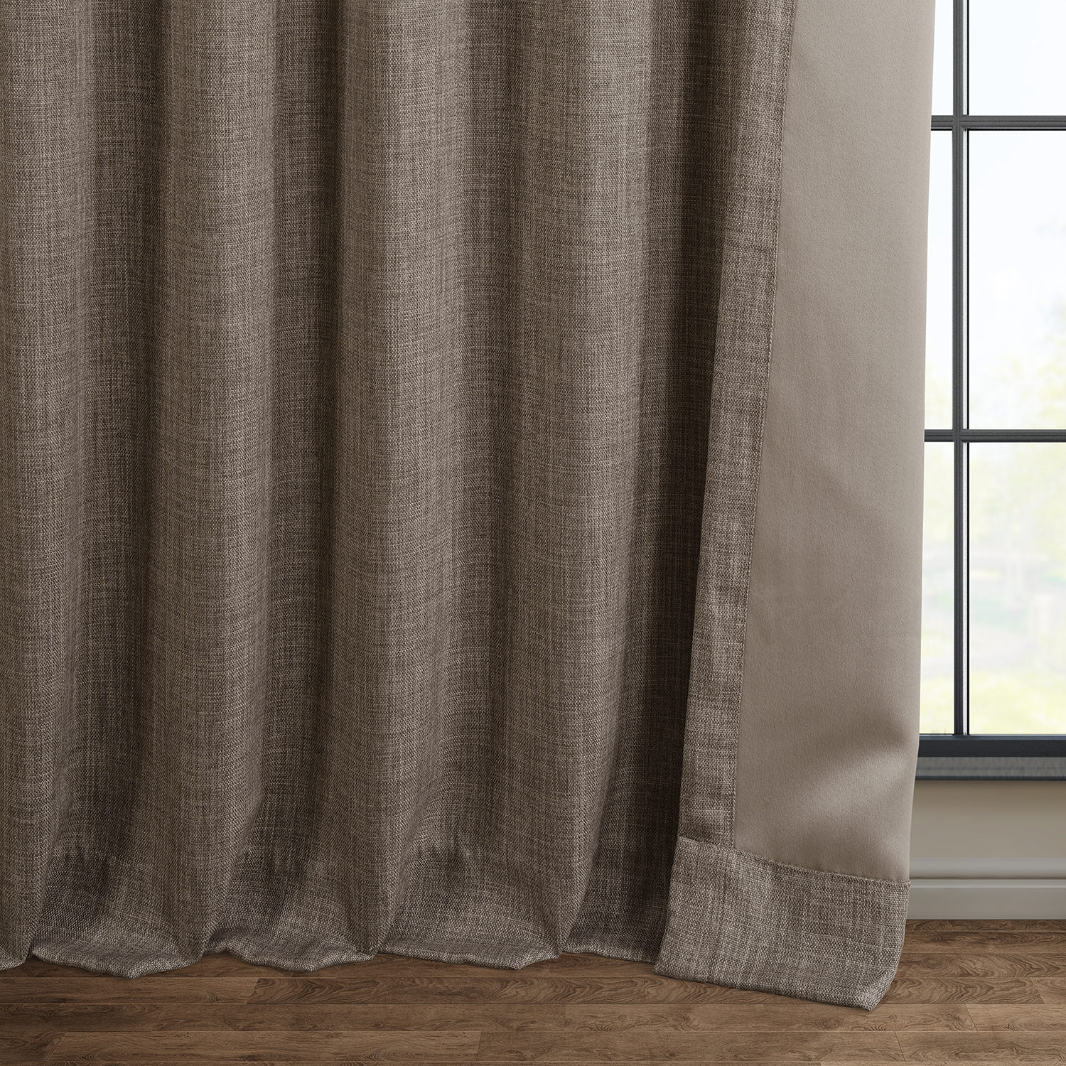 Dutch Cocoa Faux Linen Room Darkening Curtain