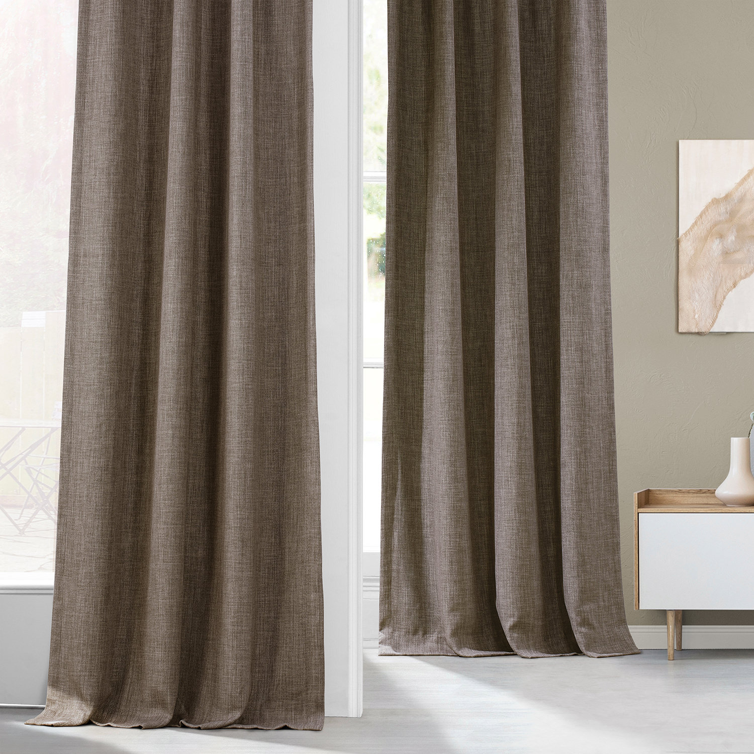 Dutch Cocoa Faux Linen Room Darkening Curtain