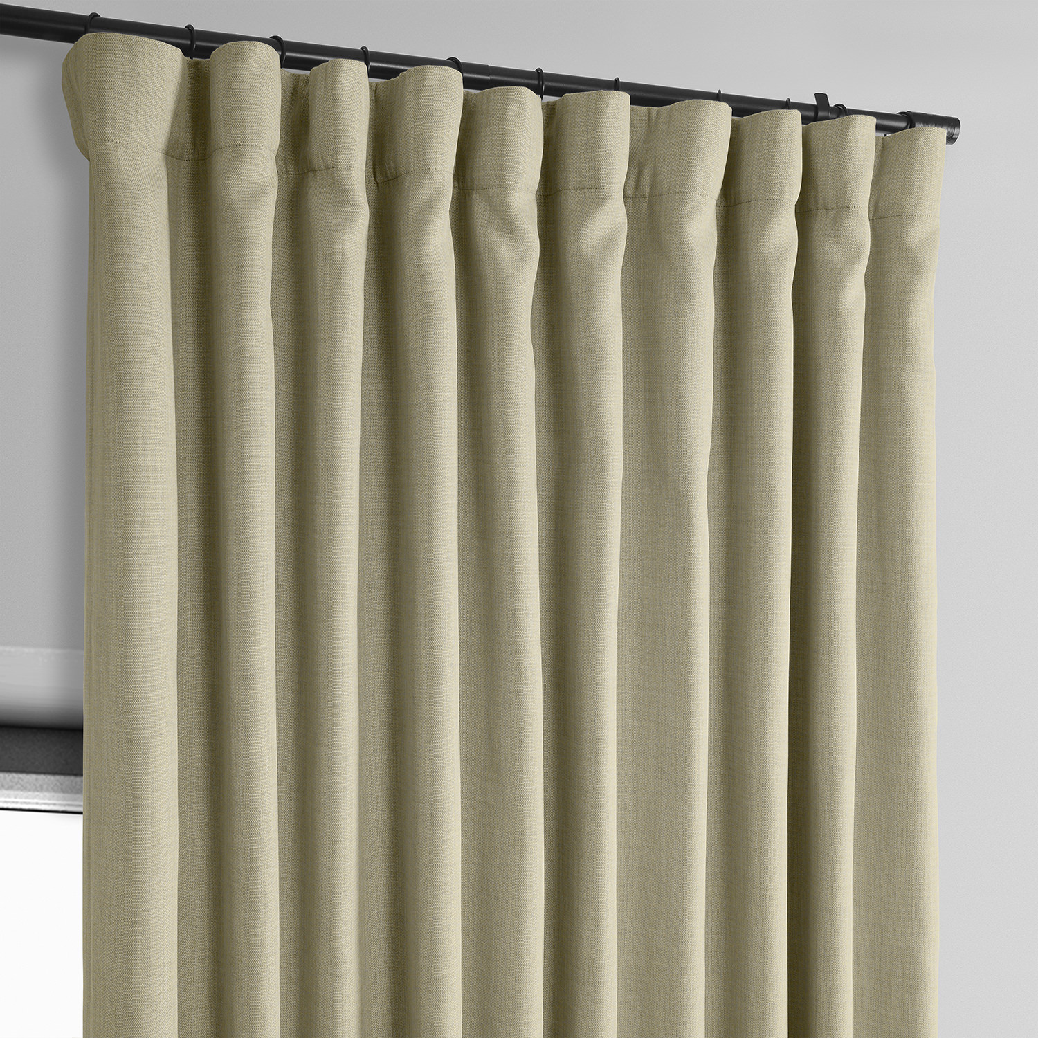 Thatched Tan Faux Linen Extra Wide Room Darkening Curtain