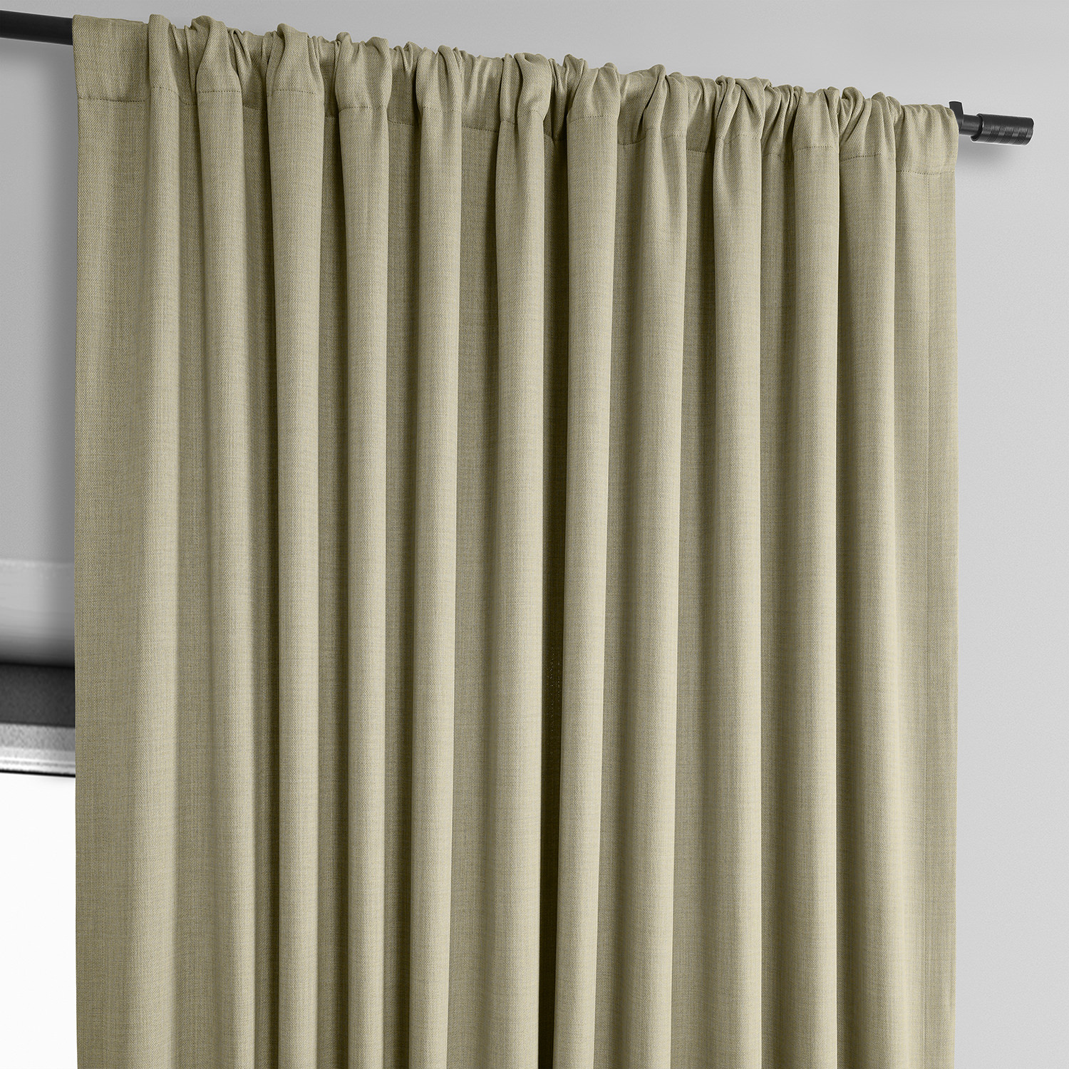 Thatched Tan Faux Linen Extra Wide Room Darkening Curtain