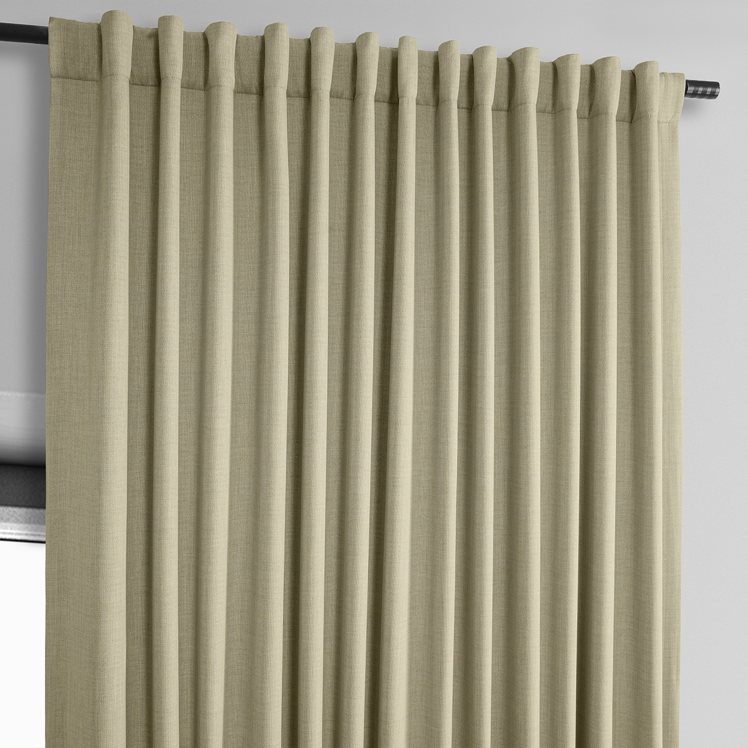 Thatched Tan Faux Linen Extra Wide Room Darkening Curtain