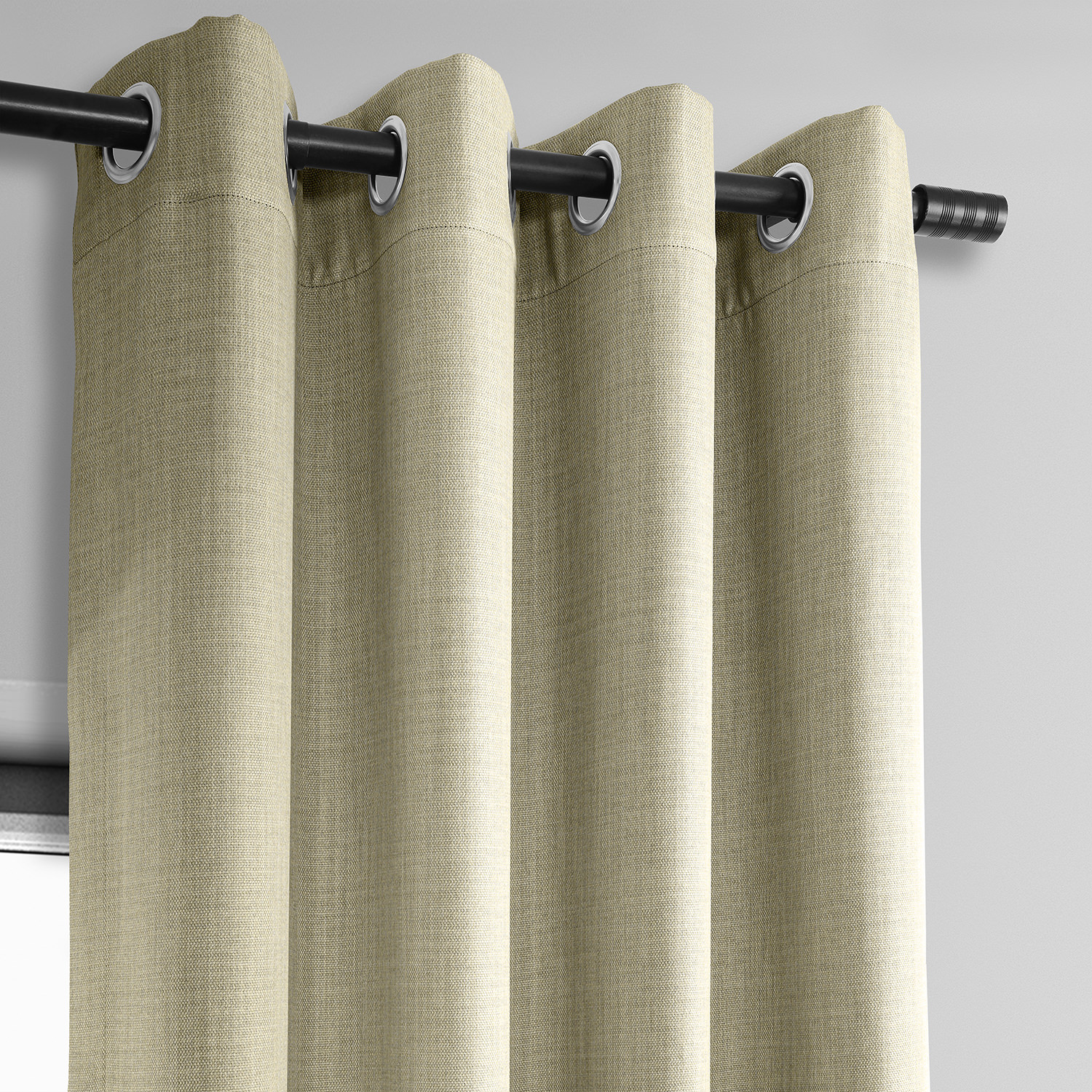 Thatched Tan Faux Linen Grommet Room Darkening Curtain