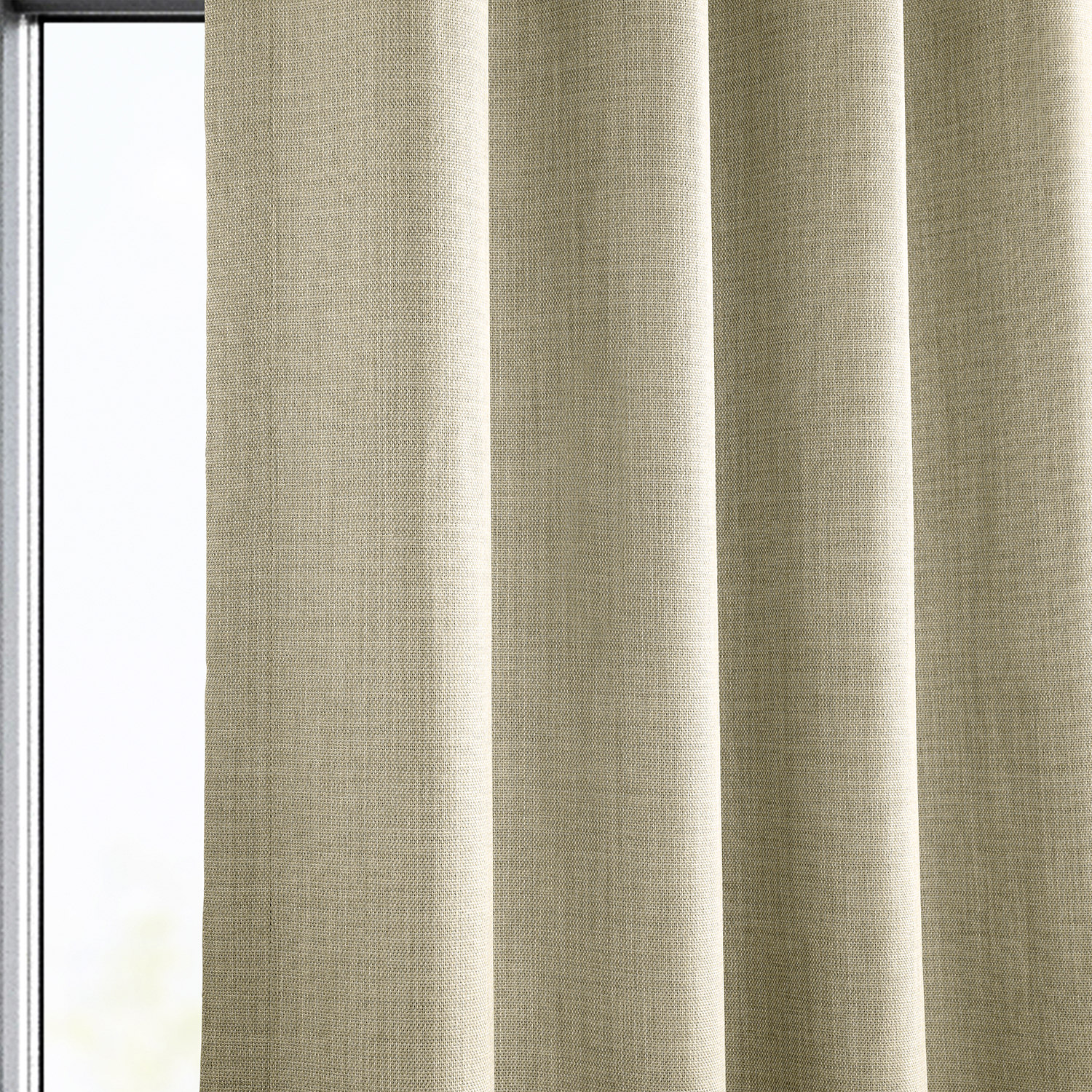 Thatched Tan Faux Linen Grommet Room Darkening Curtain