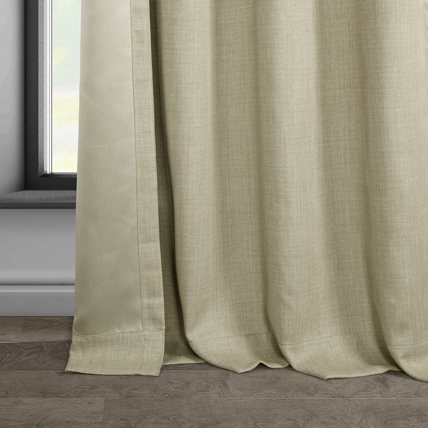 Thatched Tan Faux Linen Grommet Room Darkening Curtain