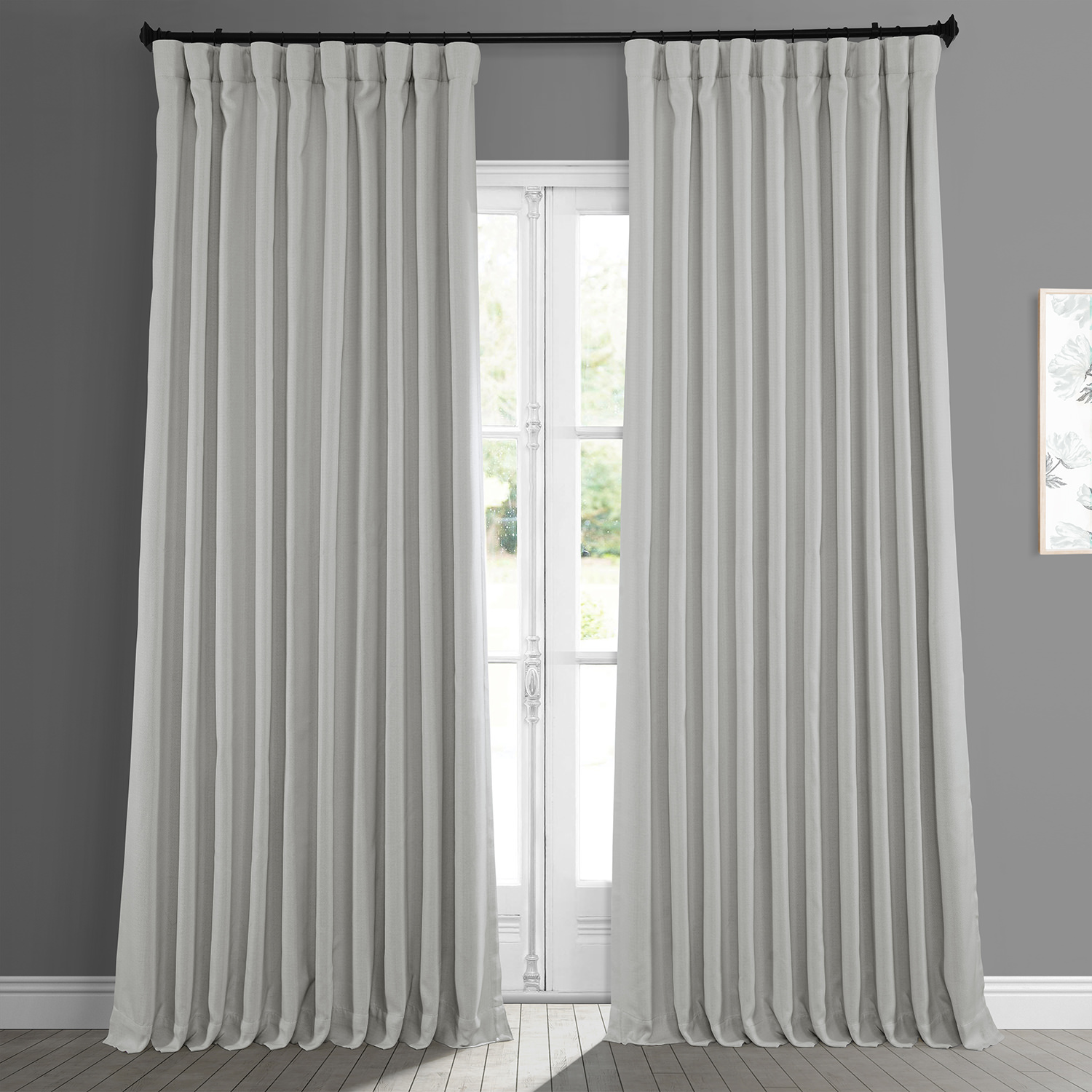 Oyster Faux Linen Extra Wide Room Darkening Curtain