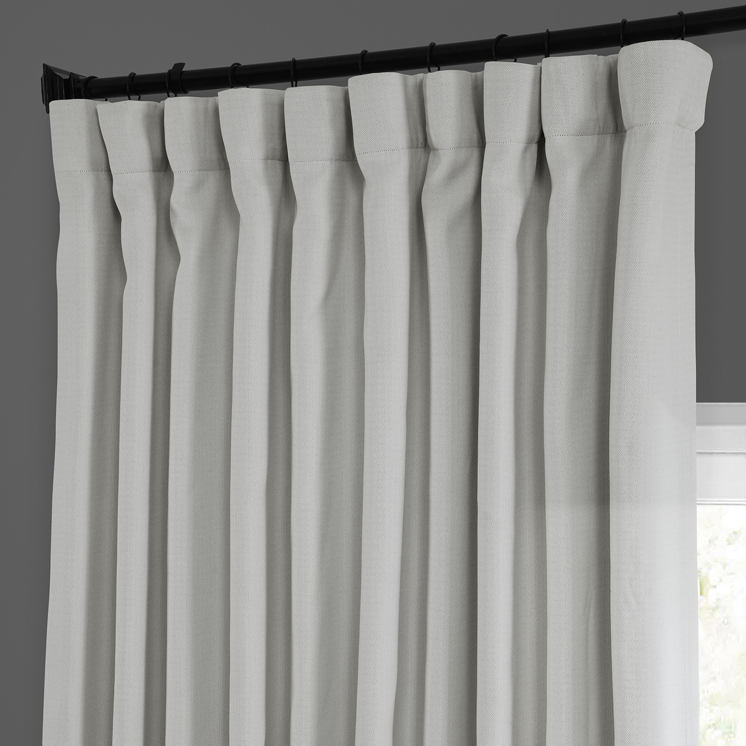 Oyster Faux Linen Extra Wide Room Darkening Curtain