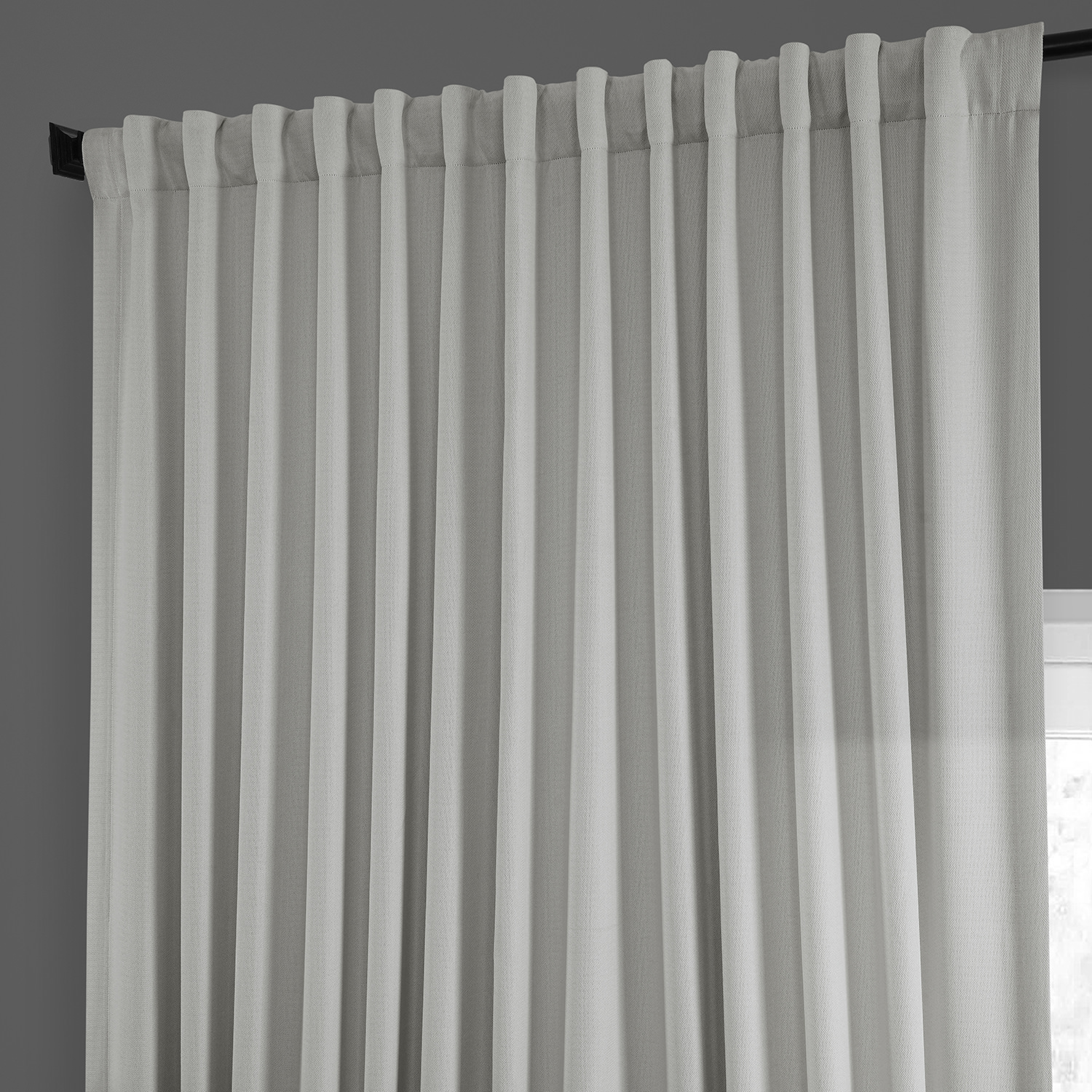 Oyster Faux Linen Extra Wide Room Darkening Curtain