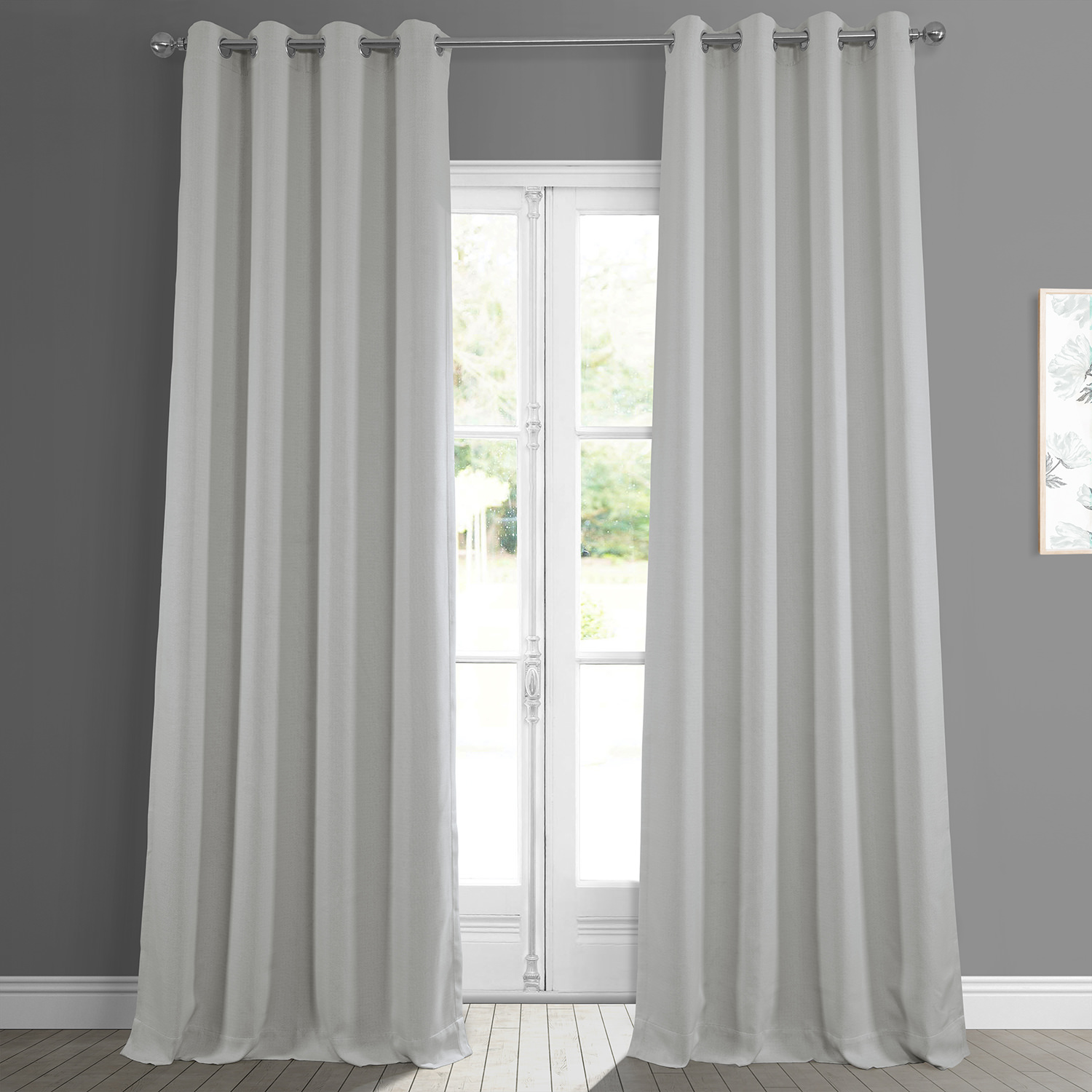 Oyster Faux Linen Grommet Room Darkening Curtain