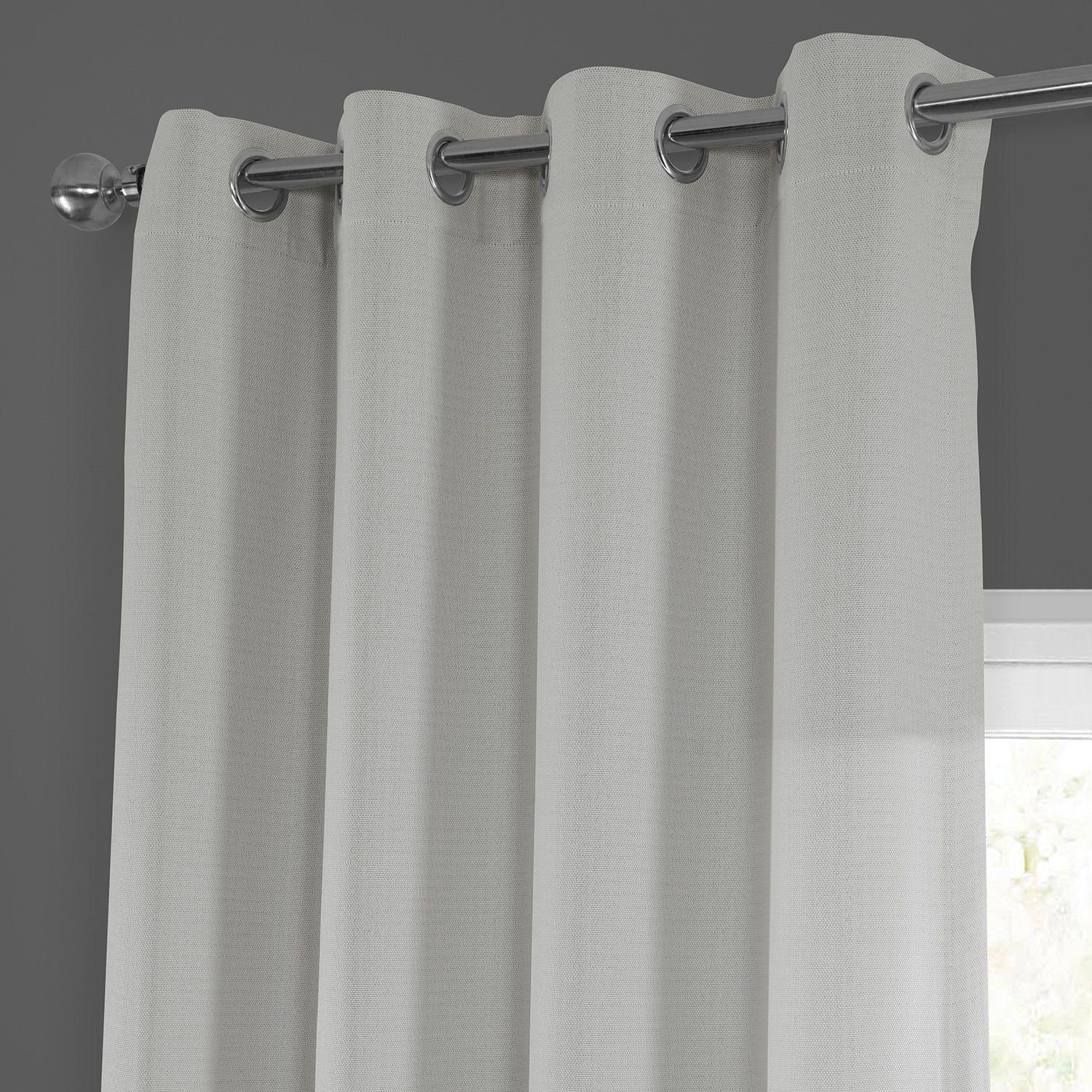 Oyster Faux Linen Grommet Room Darkening Curtain