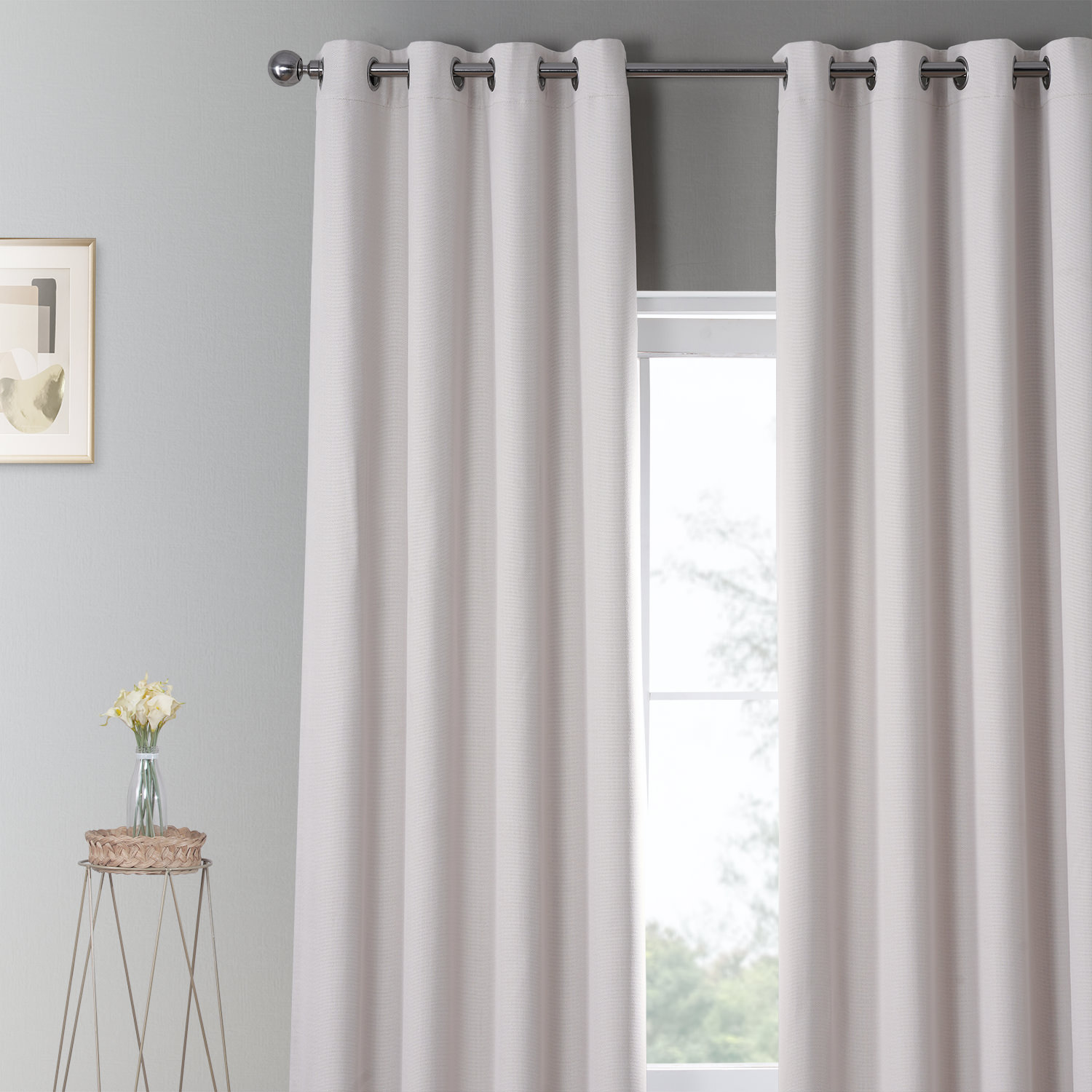 Birch Faux Linen Grommet Room Darkening Curtain