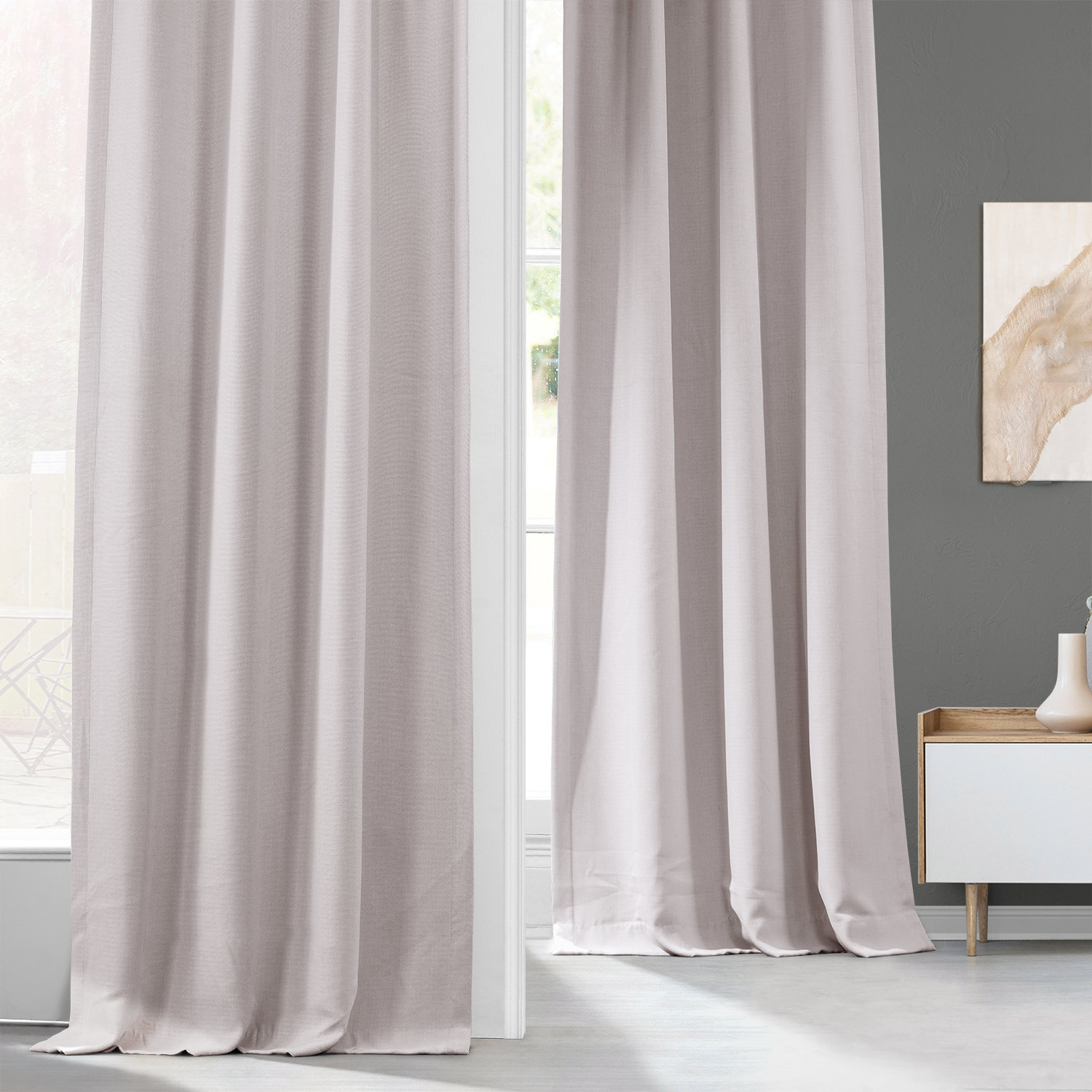 Birch Faux Linen Room Darkening Curtain