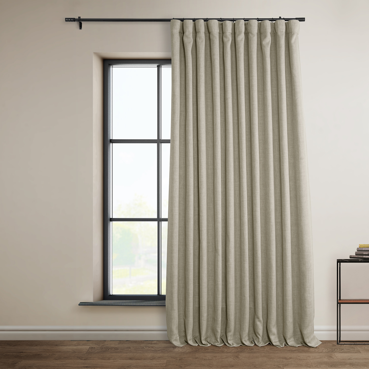 Oatmeal Faux Linen Extra Wide Room Darkening Curtain