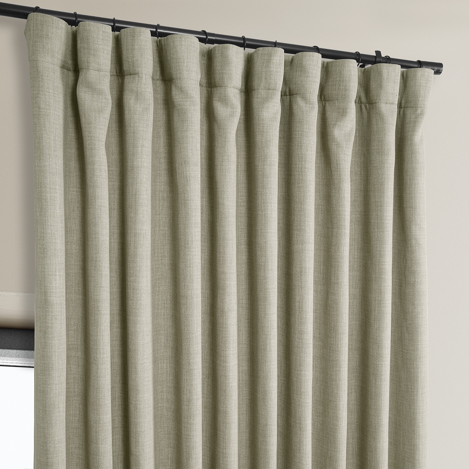 Oatmeal Faux Linen Extra Wide Room Darkening Curtain