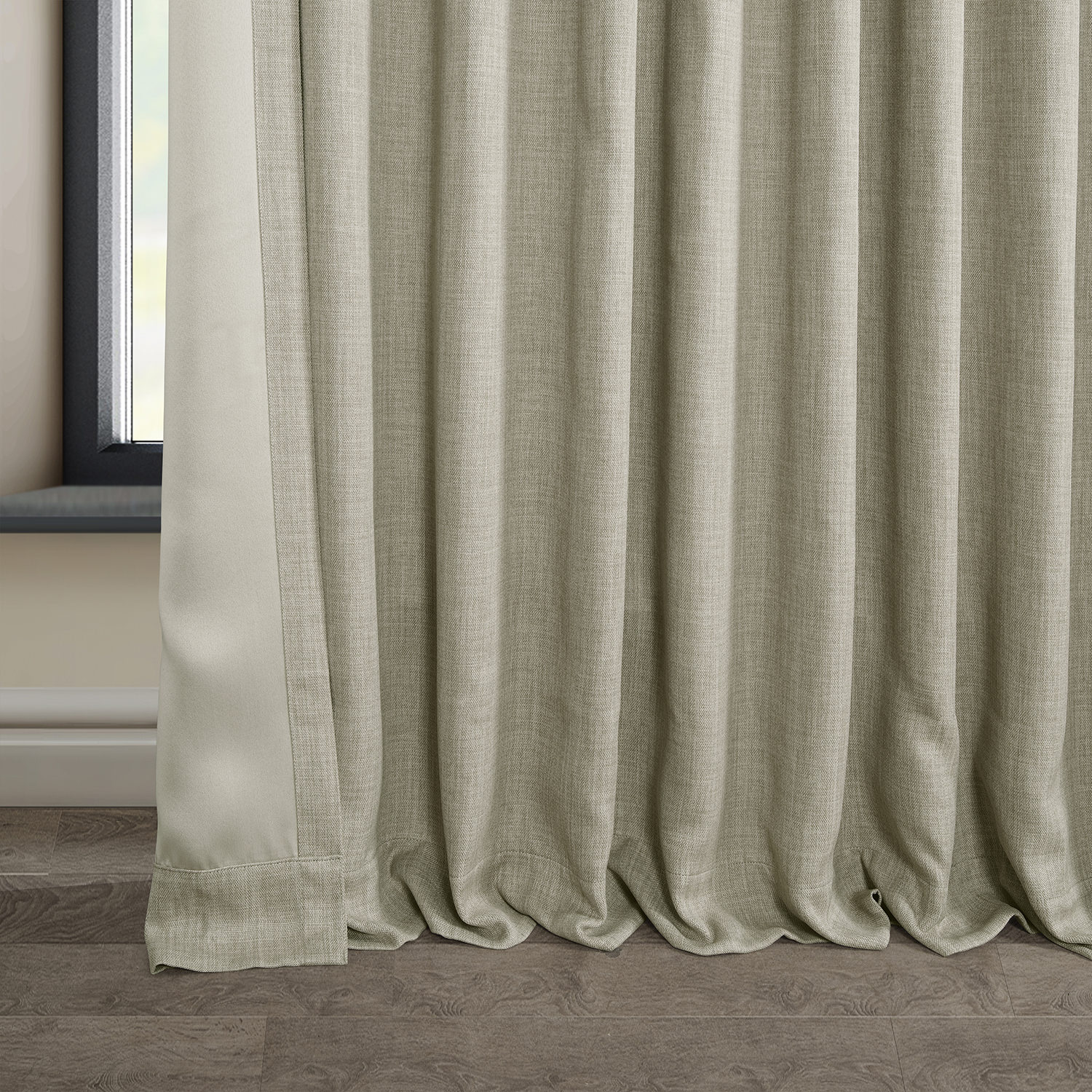 Oatmeal Faux Linen Extra Wide Room Darkening Curtain