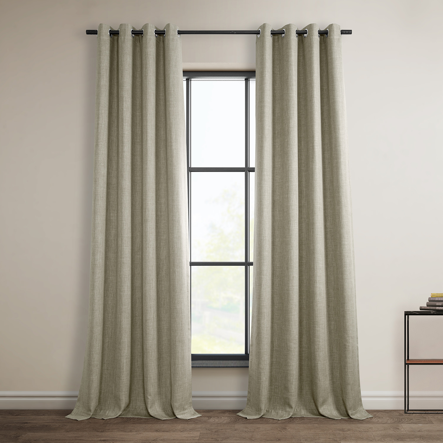 Oatmeal Faux Linen Grommet Room Darkening Curtain