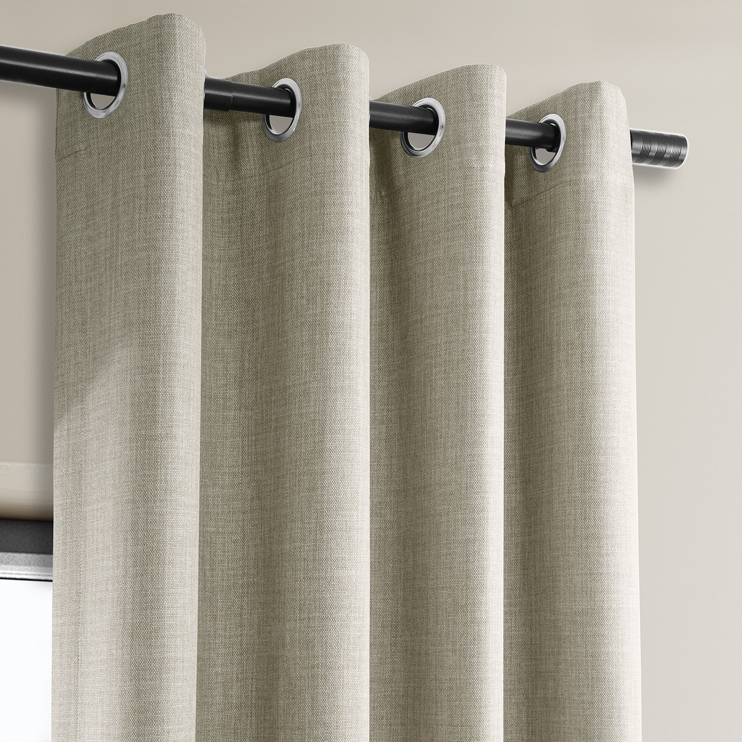 Oatmeal Faux Linen Grommet Room Darkening Curtain