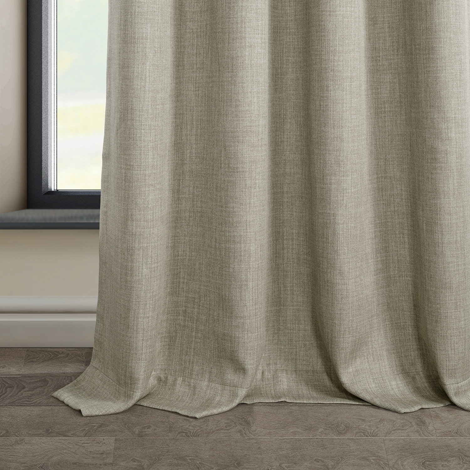 Oatmeal Faux Linen Grommet Room Darkening Curtain