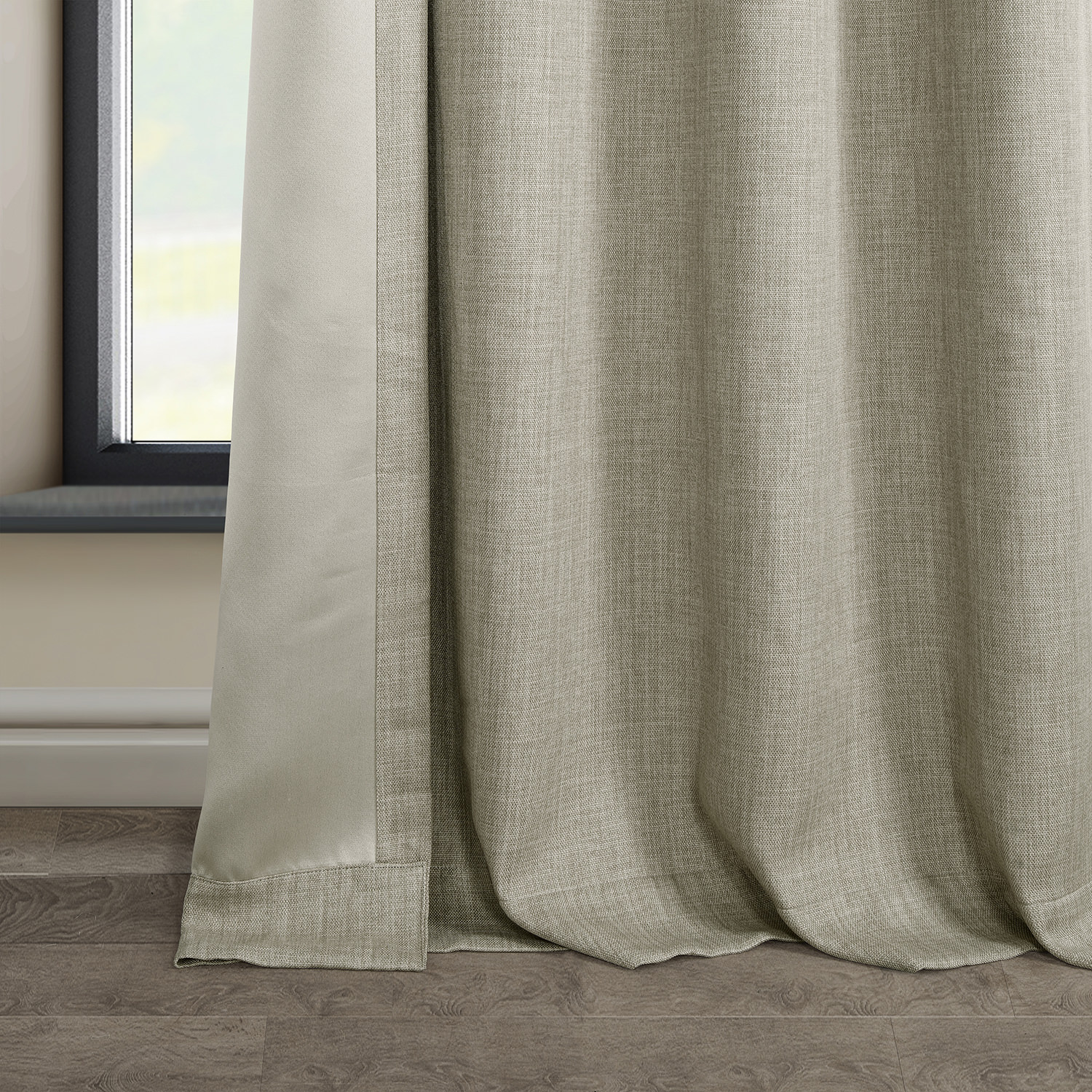 Oatmeal Faux Linen Grommet Room Darkening Curtain