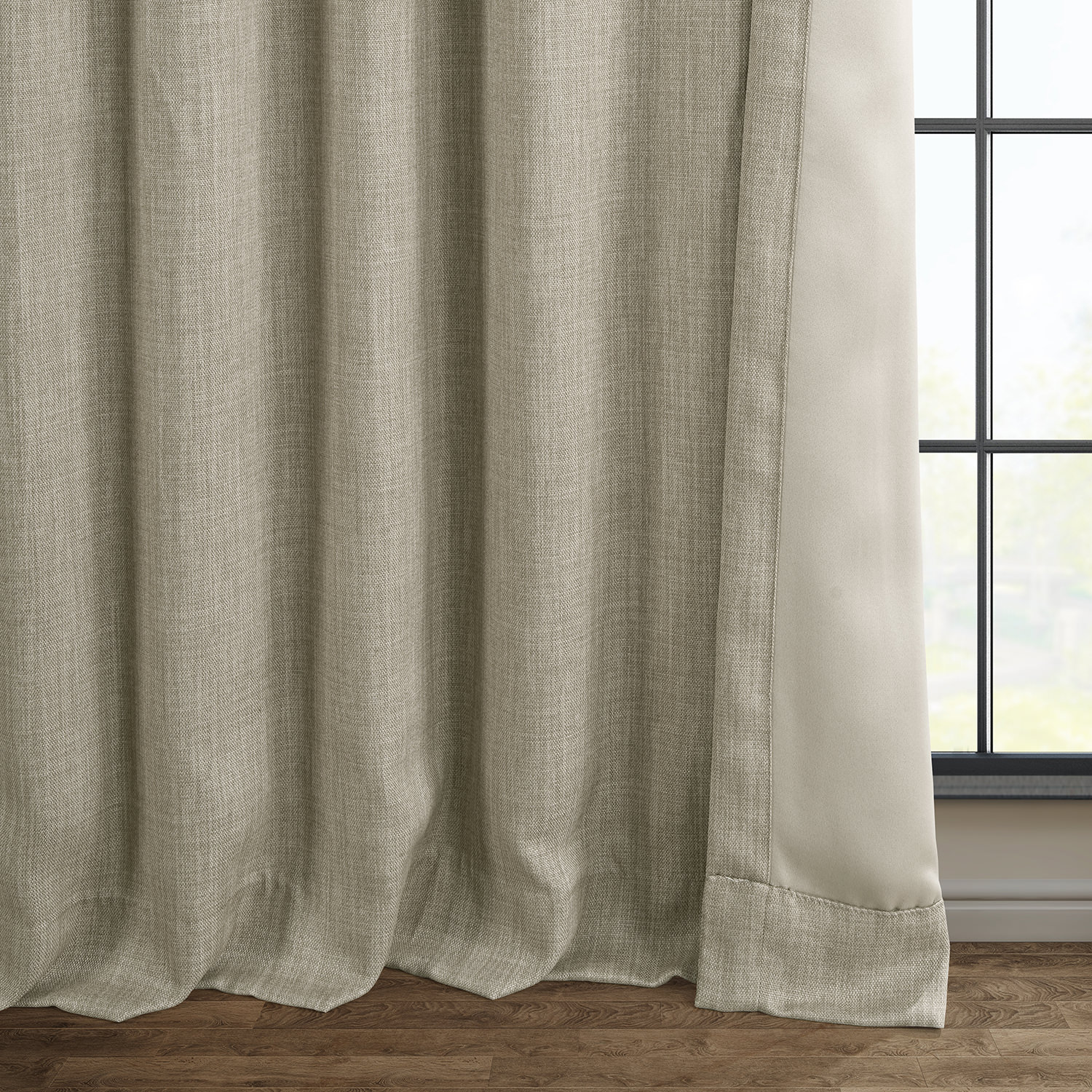 Oatmeal Faux Linen Room Darkening Curtain