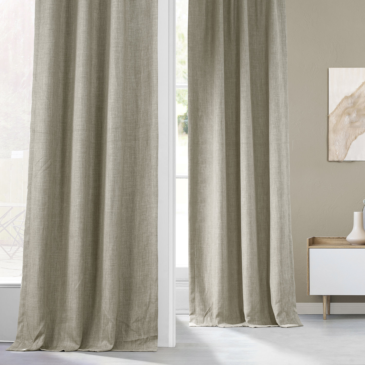 Oatmeal Faux Linen Room Darkening Curtain