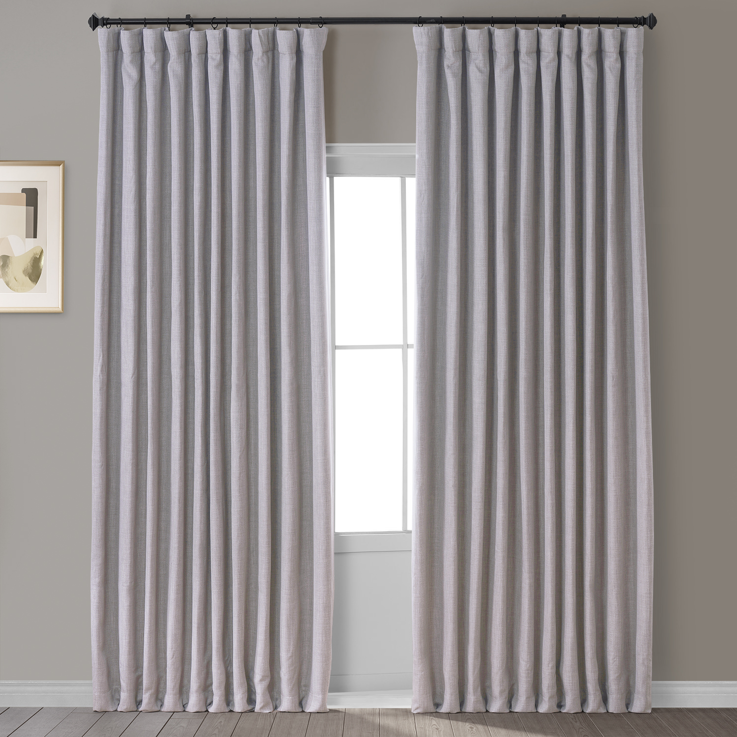 Clay Faux Linen Extra Wide Room Darkening Curtain