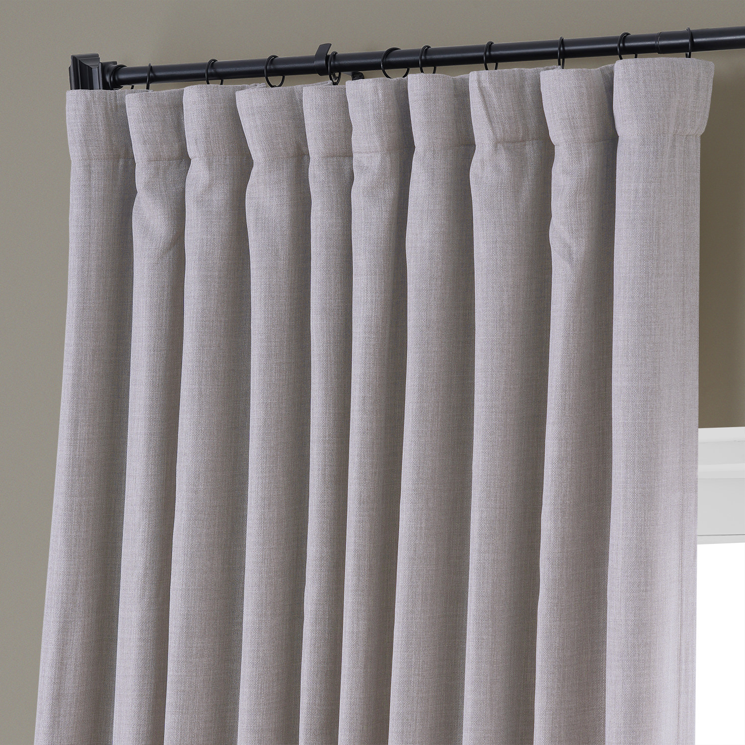 Clay Faux Linen Extra Wide Room Darkening Curtain