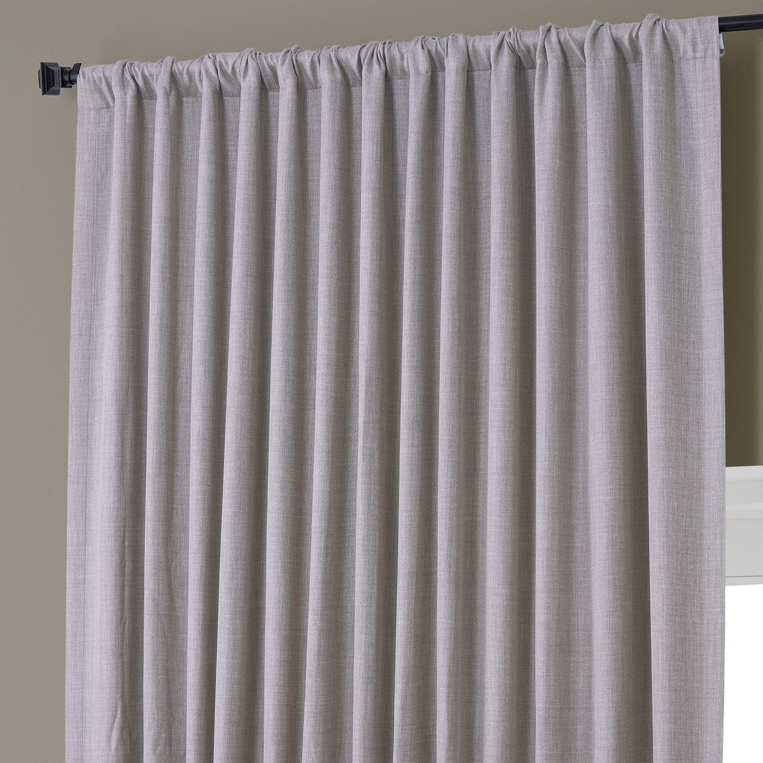 Clay Faux Linen Extra Wide Room Darkening Curtain