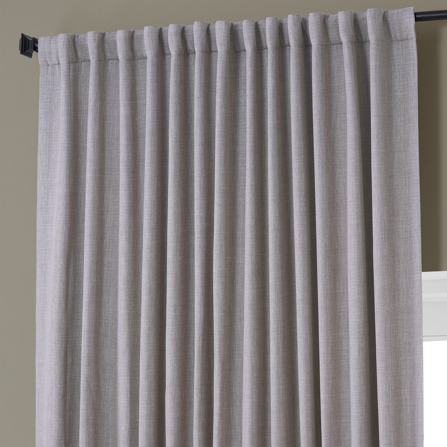 Clay Faux Linen Extra Wide Room Darkening Curtain