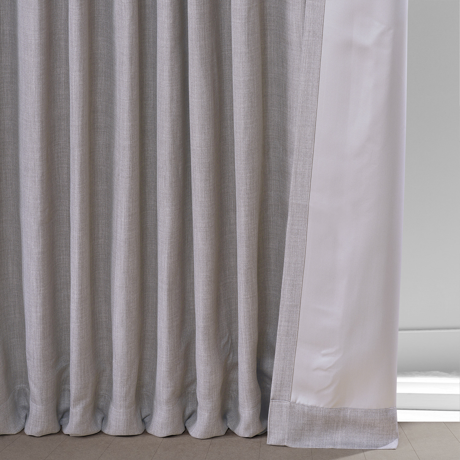 Clay Faux Linen Extra Wide Room Darkening Curtain