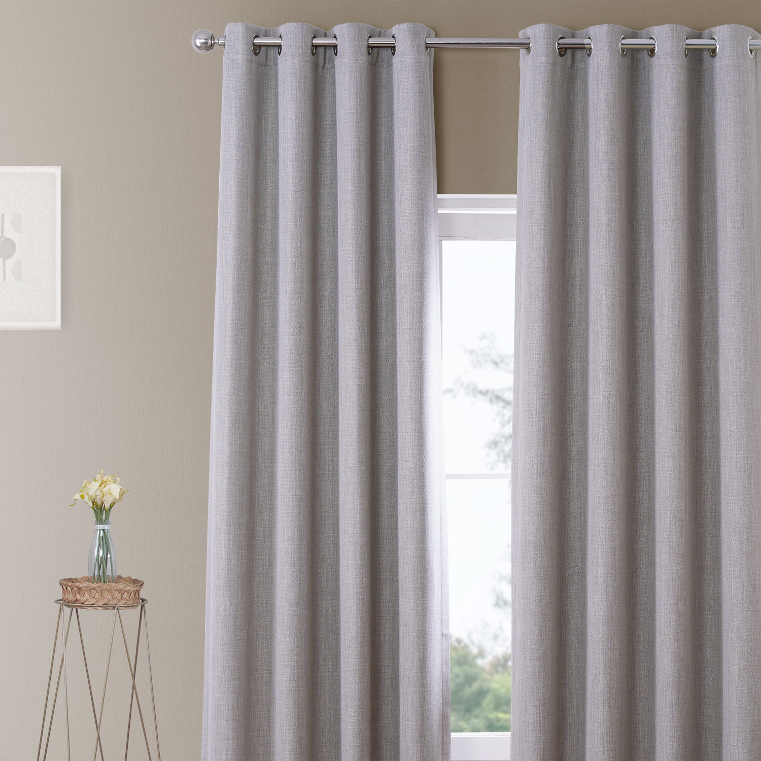 Clay Faux Linen Grommet Room Darkening Curtain