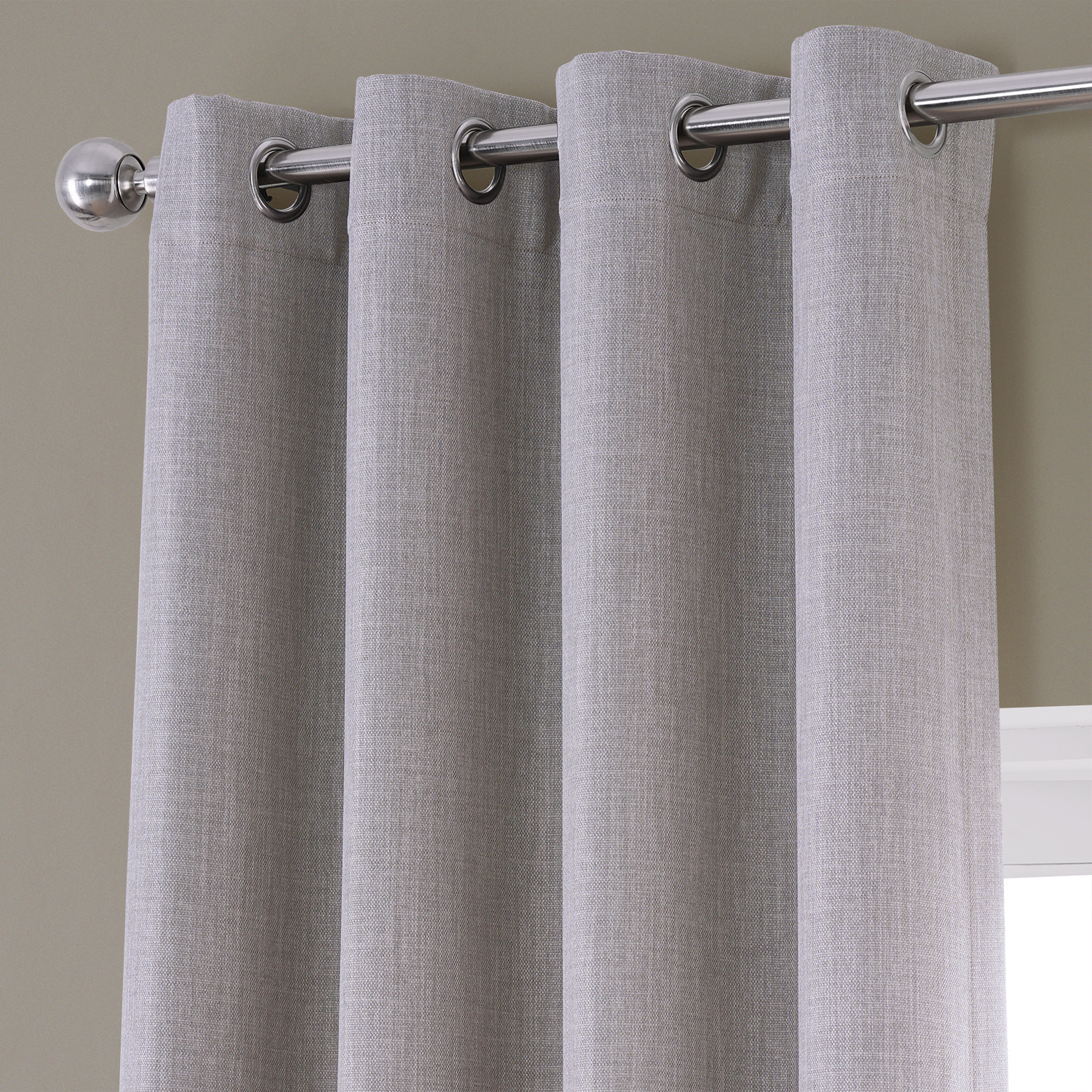 Clay Faux Linen Grommet Room Darkening Curtain