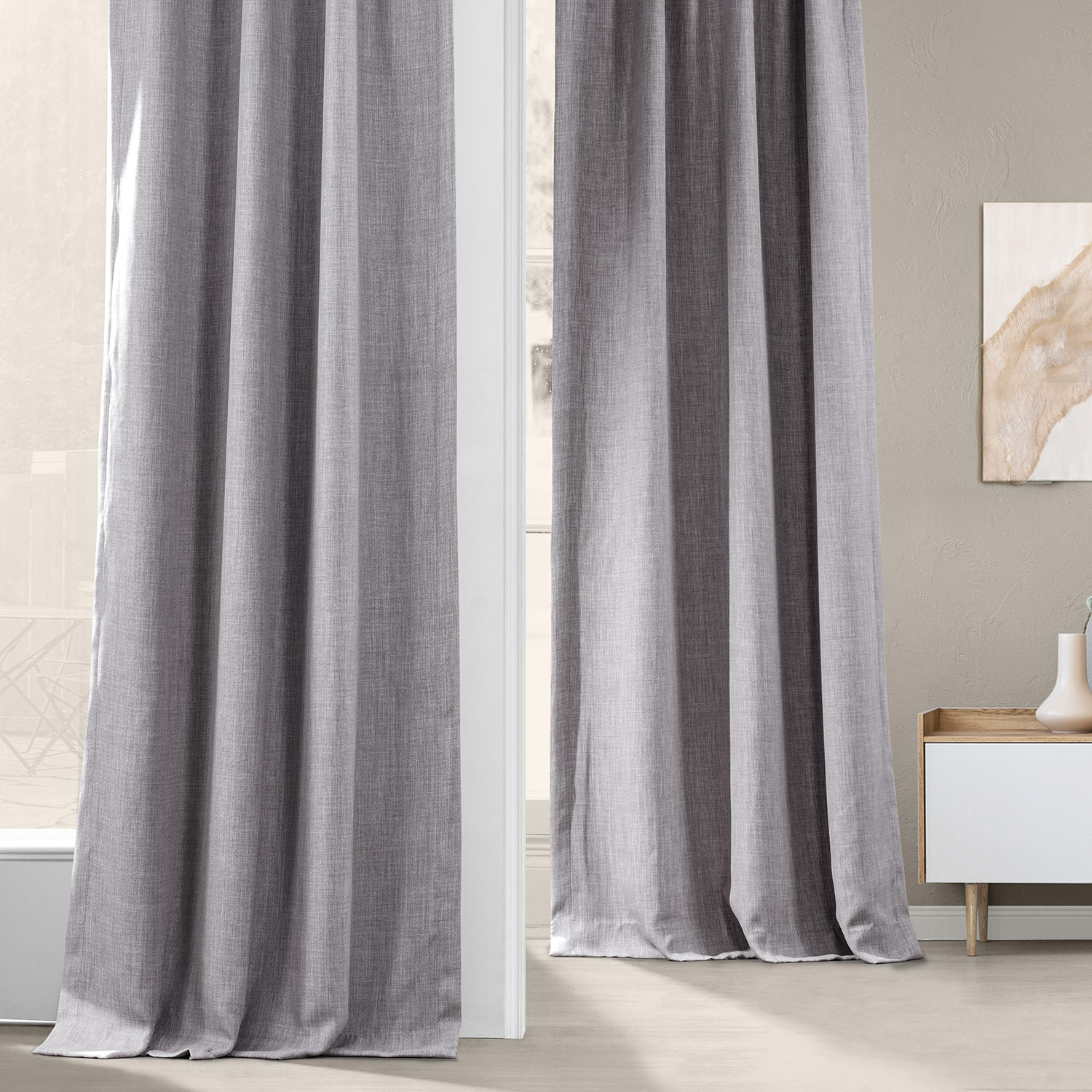 Clay Faux Linen Room Darkening Curtain