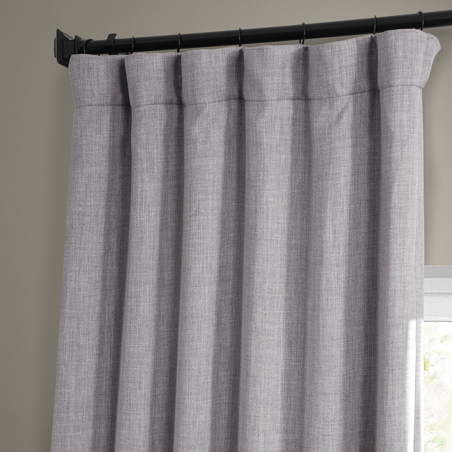 Clay Faux Linen Room Darkening Curtain