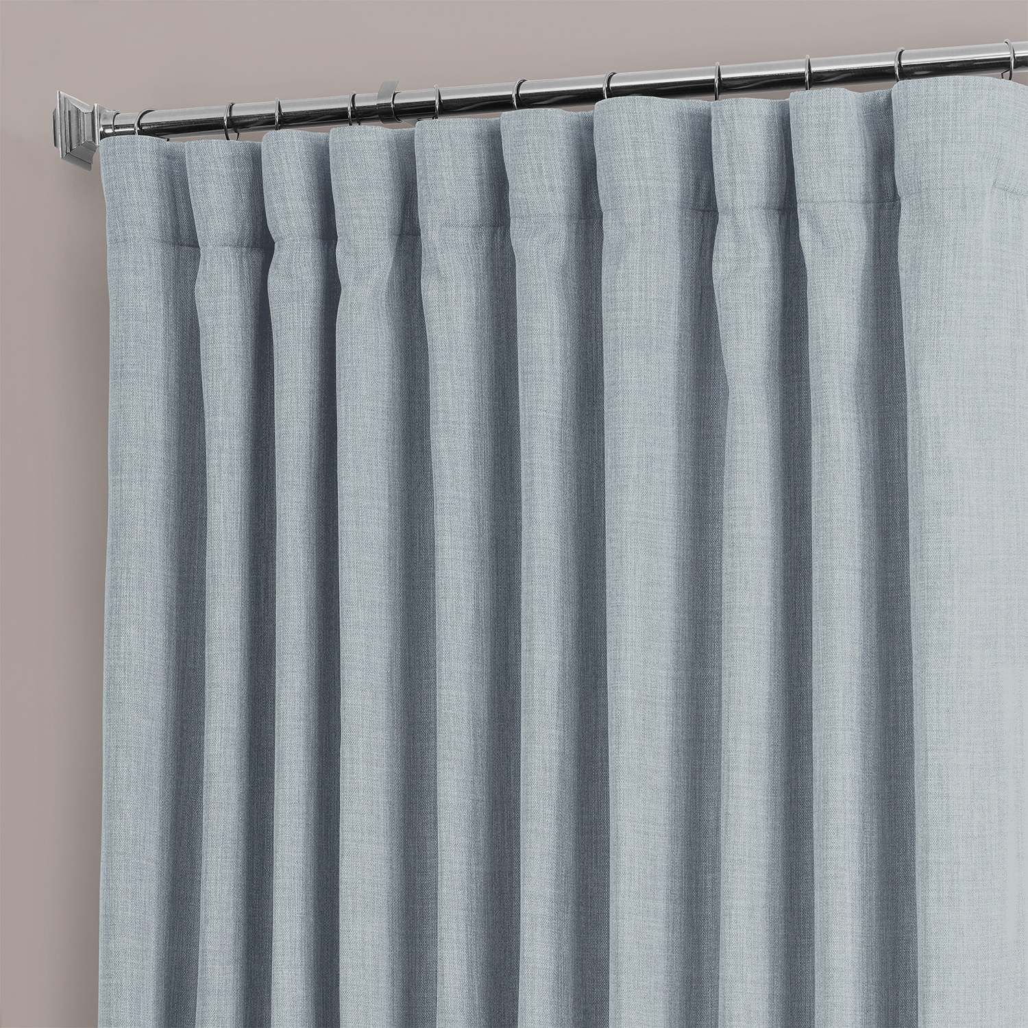 Heather Grey Faux Linen Extra Wide Room Darkening Curtain