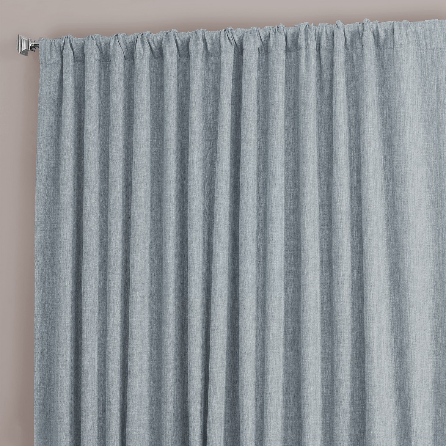 Heather Grey Faux Linen Extra Wide Room Darkening Curtain