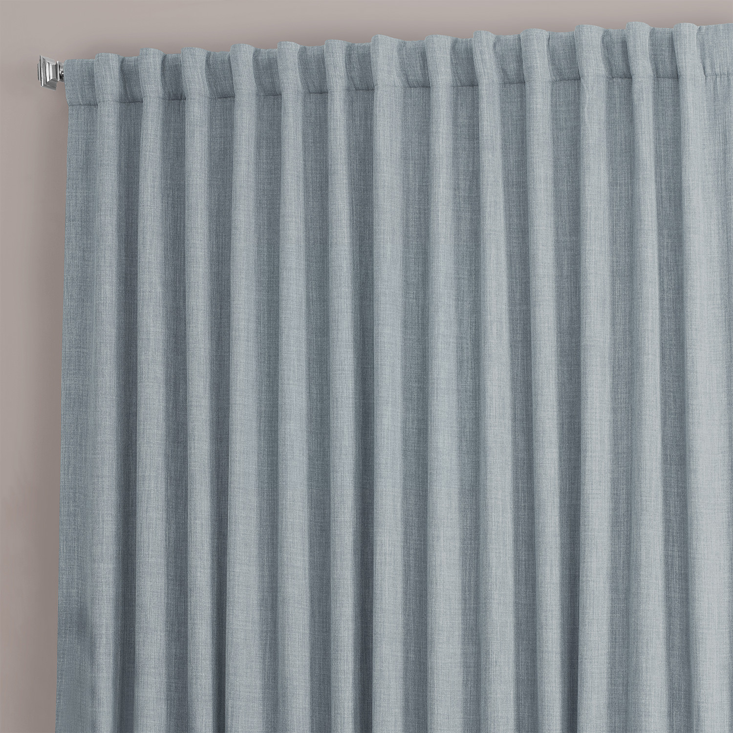 Heather Grey Faux Linen Extra Wide Room Darkening Curtain