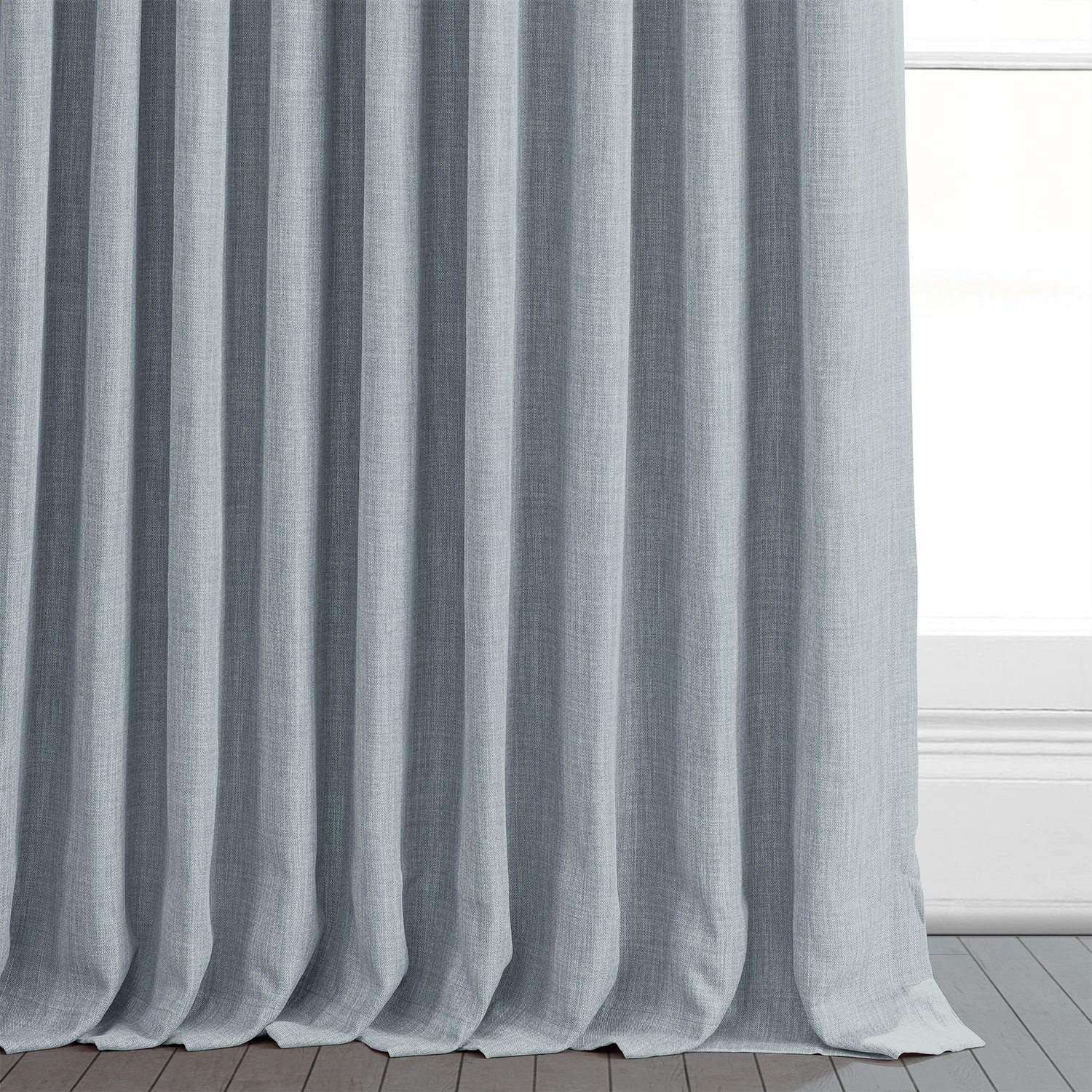 Heather Grey Faux Linen Extra Wide Room Darkening Curtain