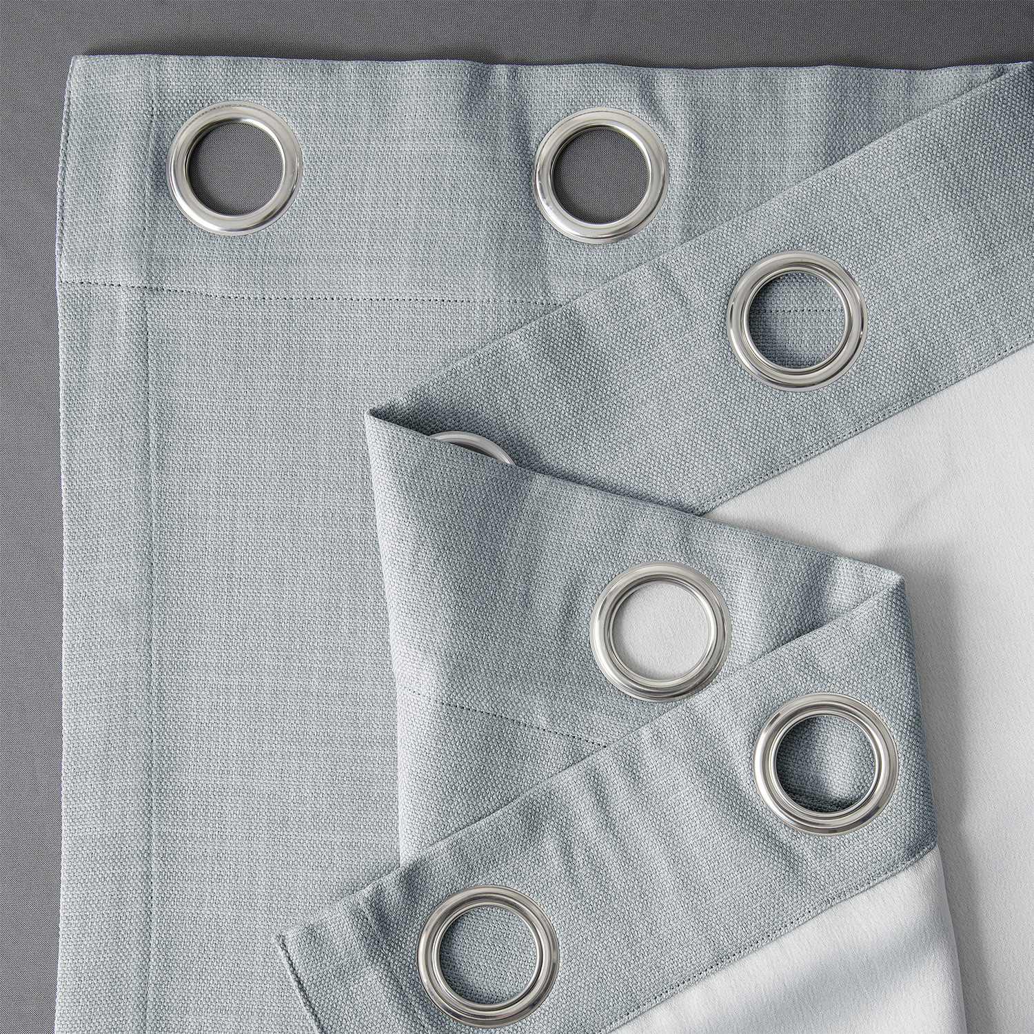 Heather Grey Faux Linen Grommet Room Darkening Curtain