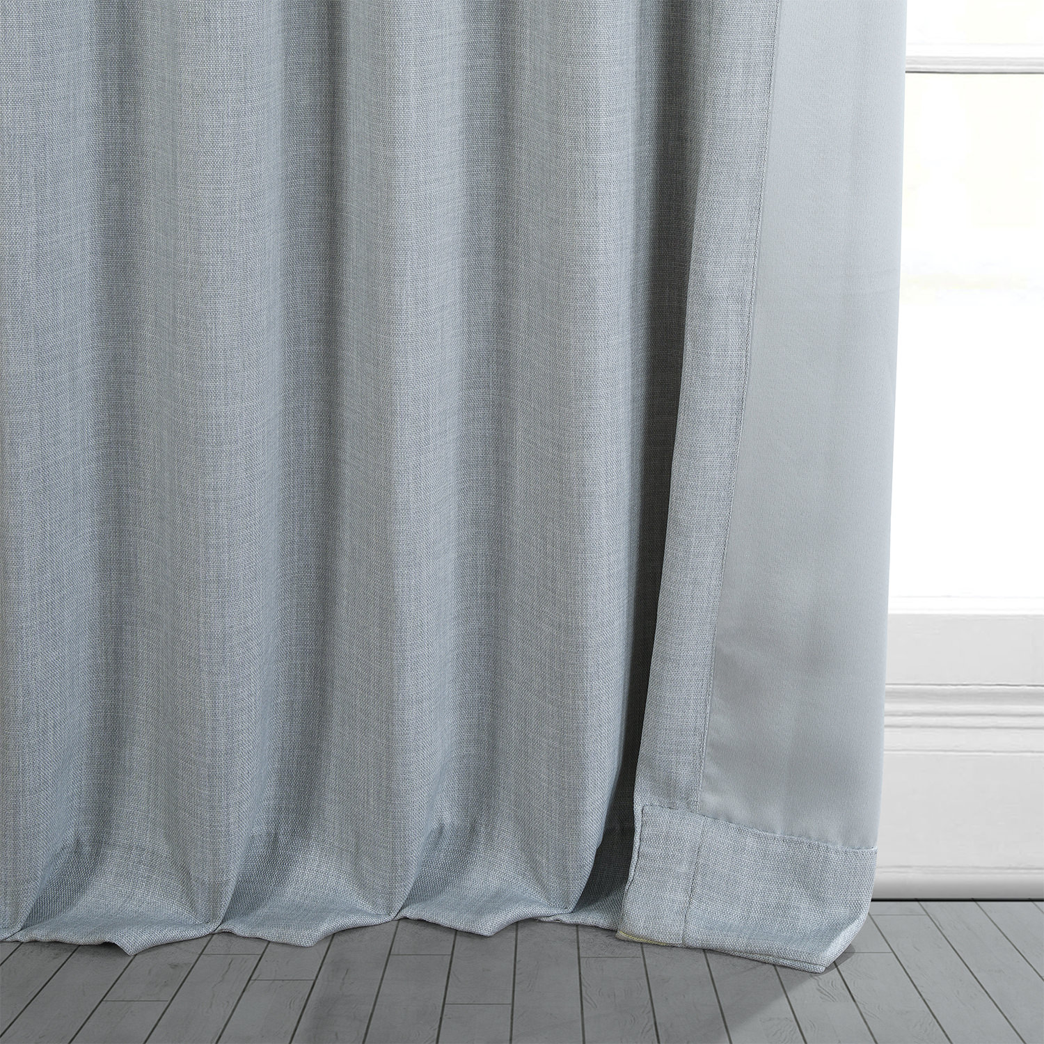 Heather Grey Faux Linen Room Darkening Curtain