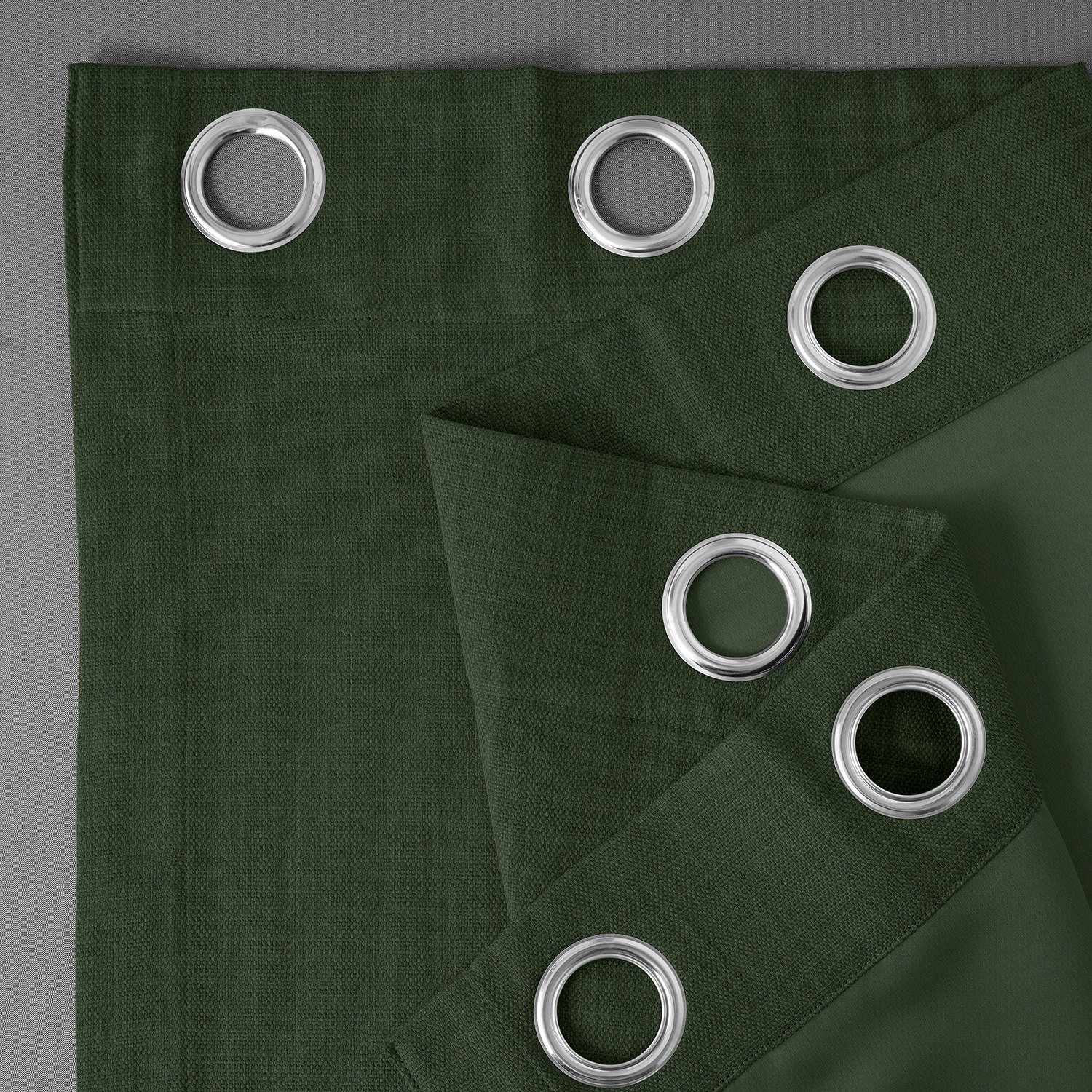 Key Green Faux Linen Grommet Room Darkening Curtain