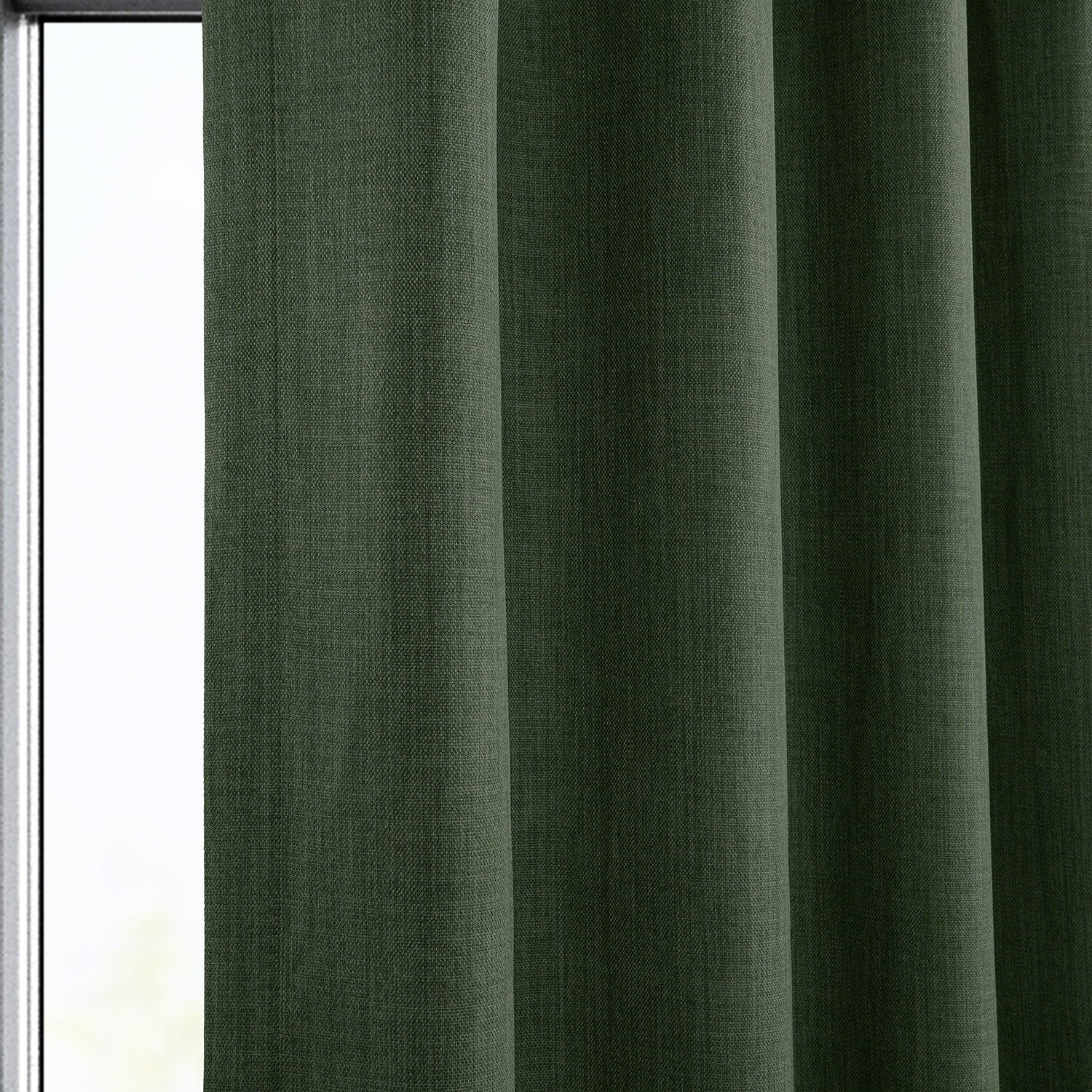 Key Green Faux Linen Grommet Room Darkening Curtain