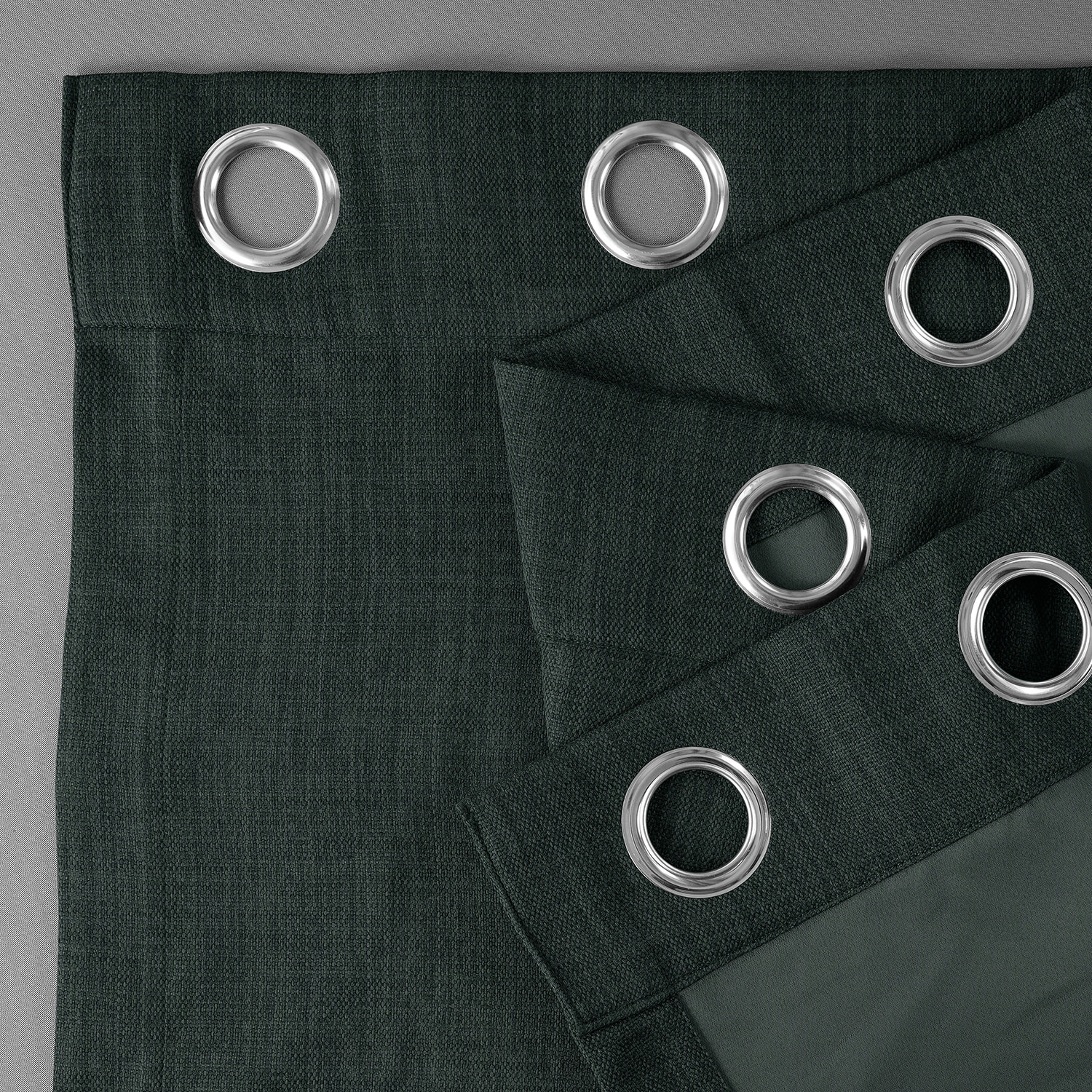 Focal Green Faux Linen Grommet Room Darkening Curtain