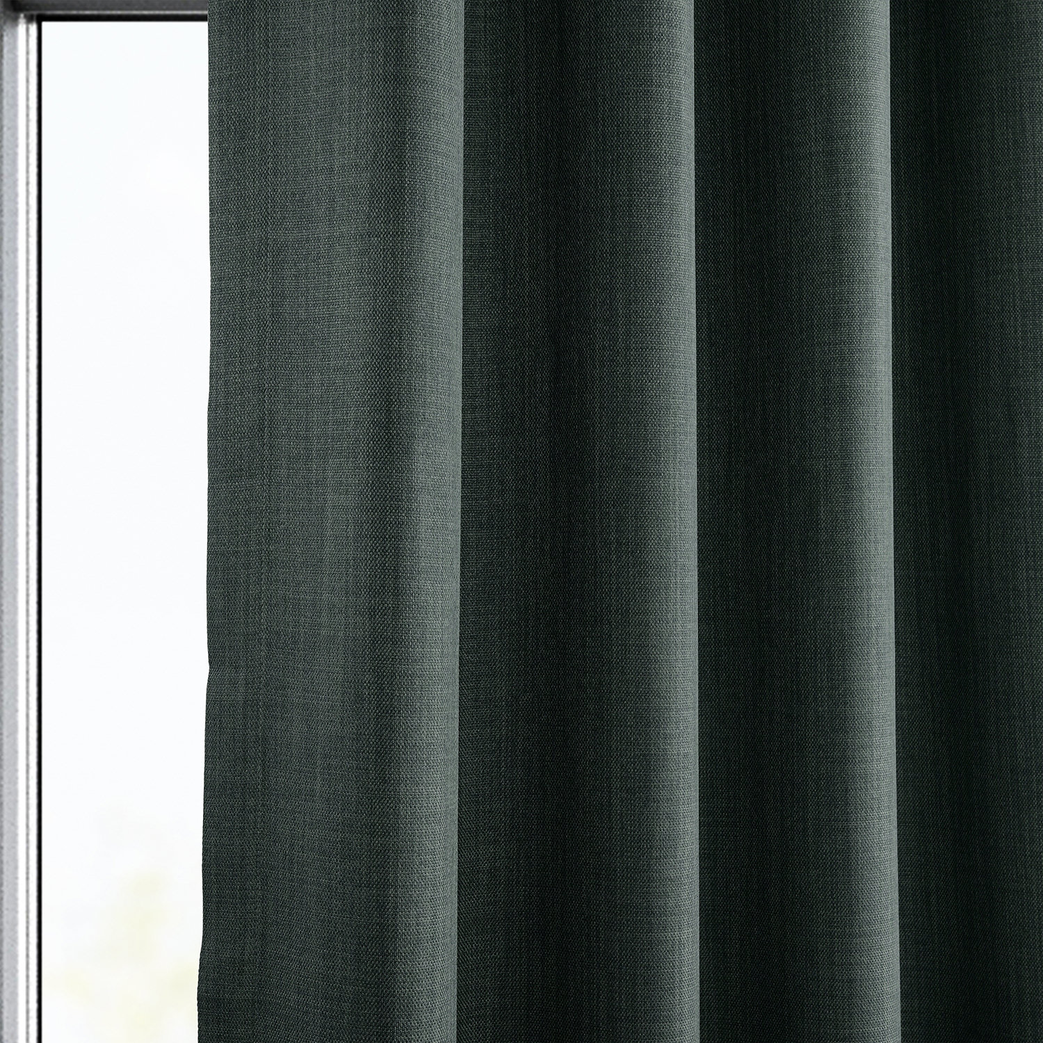 Focal Green Faux Linen Grommet Room Darkening Curtain